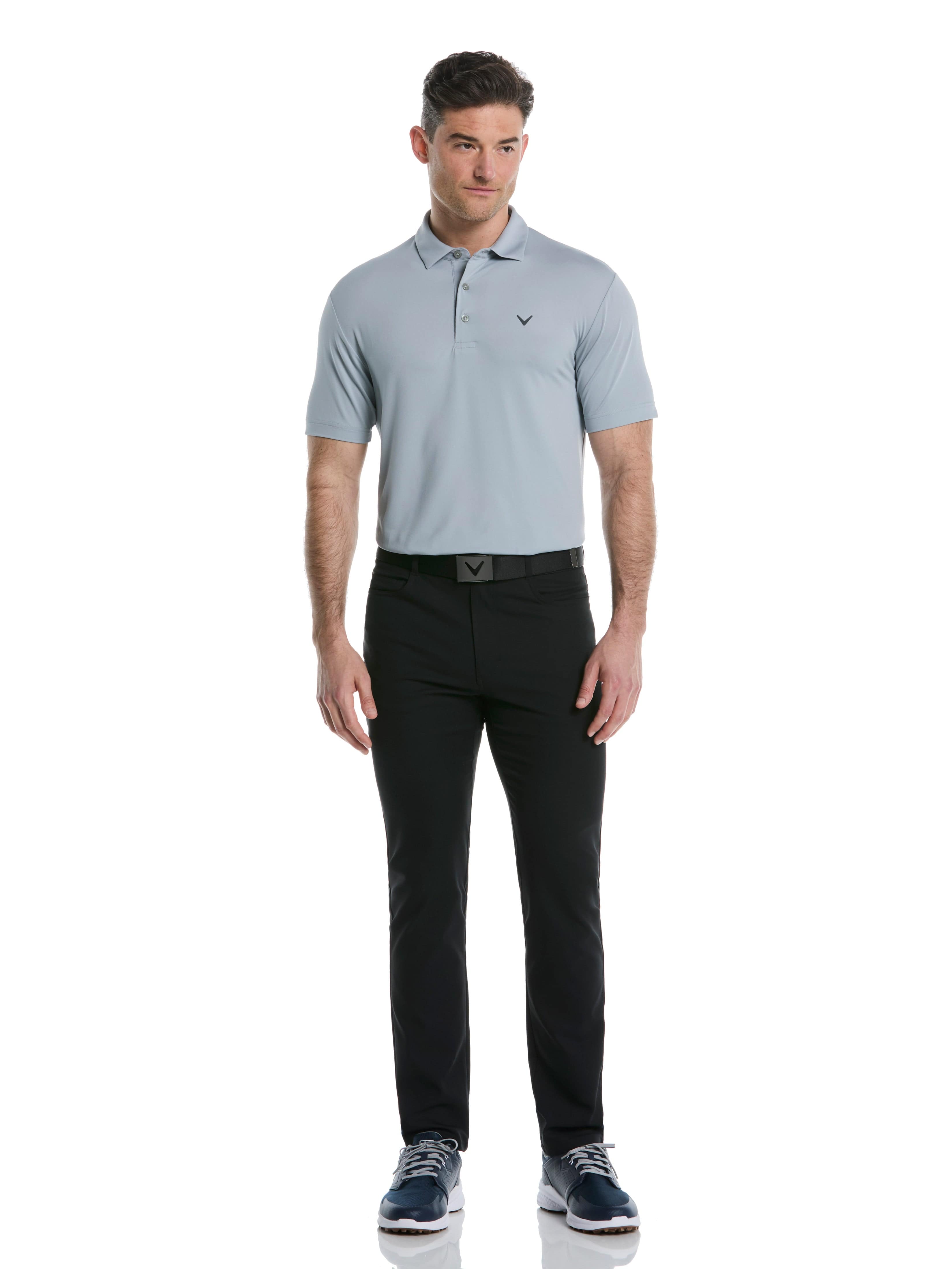 Men's Micro Hex Solid Golf Polo Shirt - Breathable & Moisture-Wicking Performance Golf Shirt for Men - Perfect for Golf, Casual Wear & Outdoor Activities
