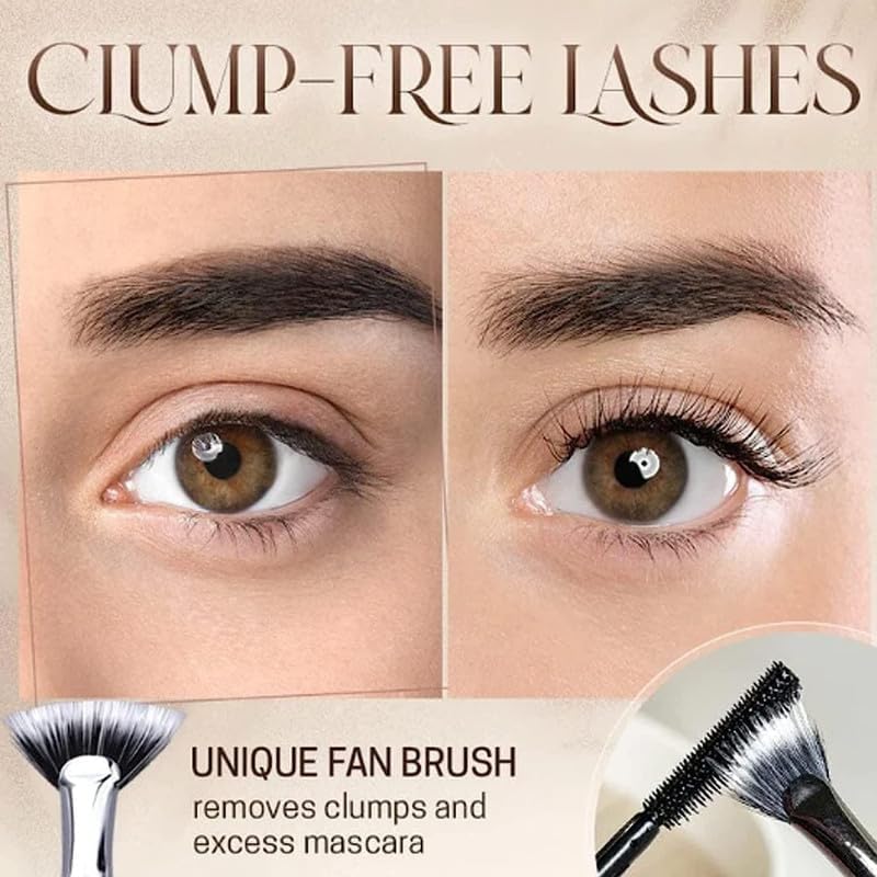 Premium Folding Angle Scalloped Lash Brush & Mascara Fan Brush Set - 2PC Eyelash Separator Tool for Upper & Lower Lashes | Perfect for Professional Makeup & Home Use