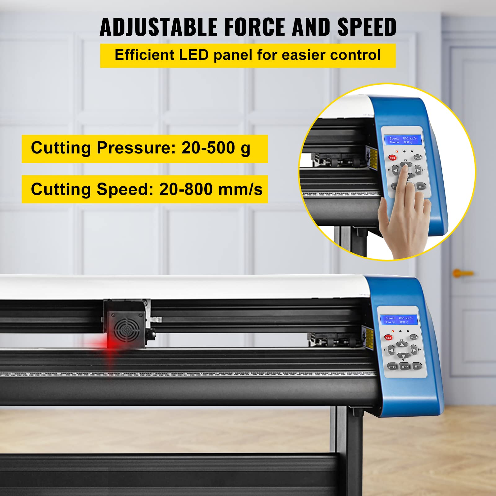 VEVOR 34 Inch Semi-Automatic Vinyl Cutter Machine with Floor Stand - DIY Sign Cutting for Home & Business, Compatible with Signmaster Software (Ideal for T-Shirts, Decals, Banners & Vehicle Wraps)