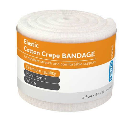 Elastic Cotton Crepe Bandages 2.5cm x 4m (12 Pack) - First Aid, Sports Injury Support & Wound Care for Home, Clinic & Emergency Use