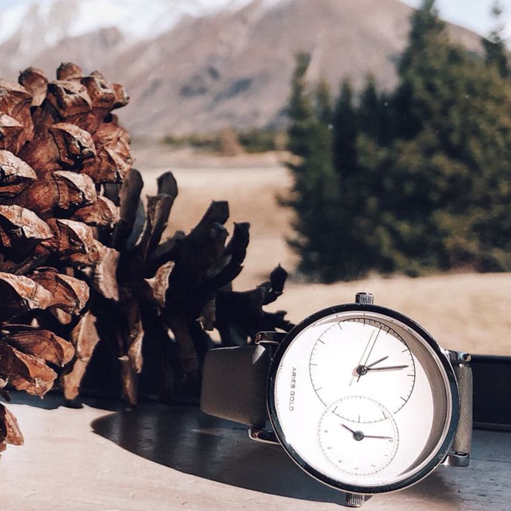 ARIES GOLD WANDERER Silver Stainless Steel Women's Watch with Grey Leather Strap - Model L5027SW - Perfect for Everyday Wear, Office & Casual Outings