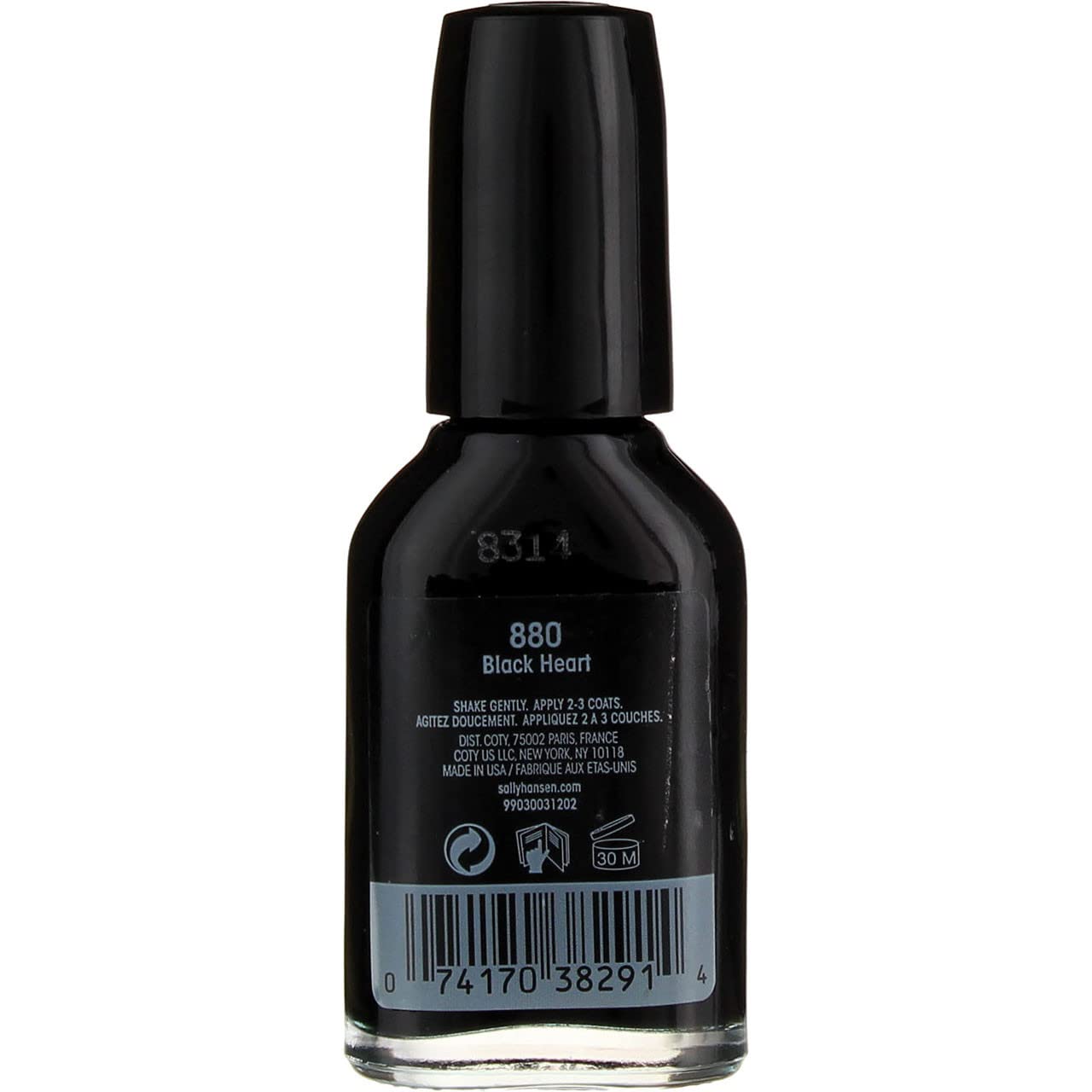 Sally Hansen Hard as Nails Strengthening Nail Polish - Black Heart (0.45 oz, Pack of 5) | Long-Lasting Chip-Resistant Formula for Stronger Nails | Perfect for Daily Wear, Special Occasions & Professional Manicures
