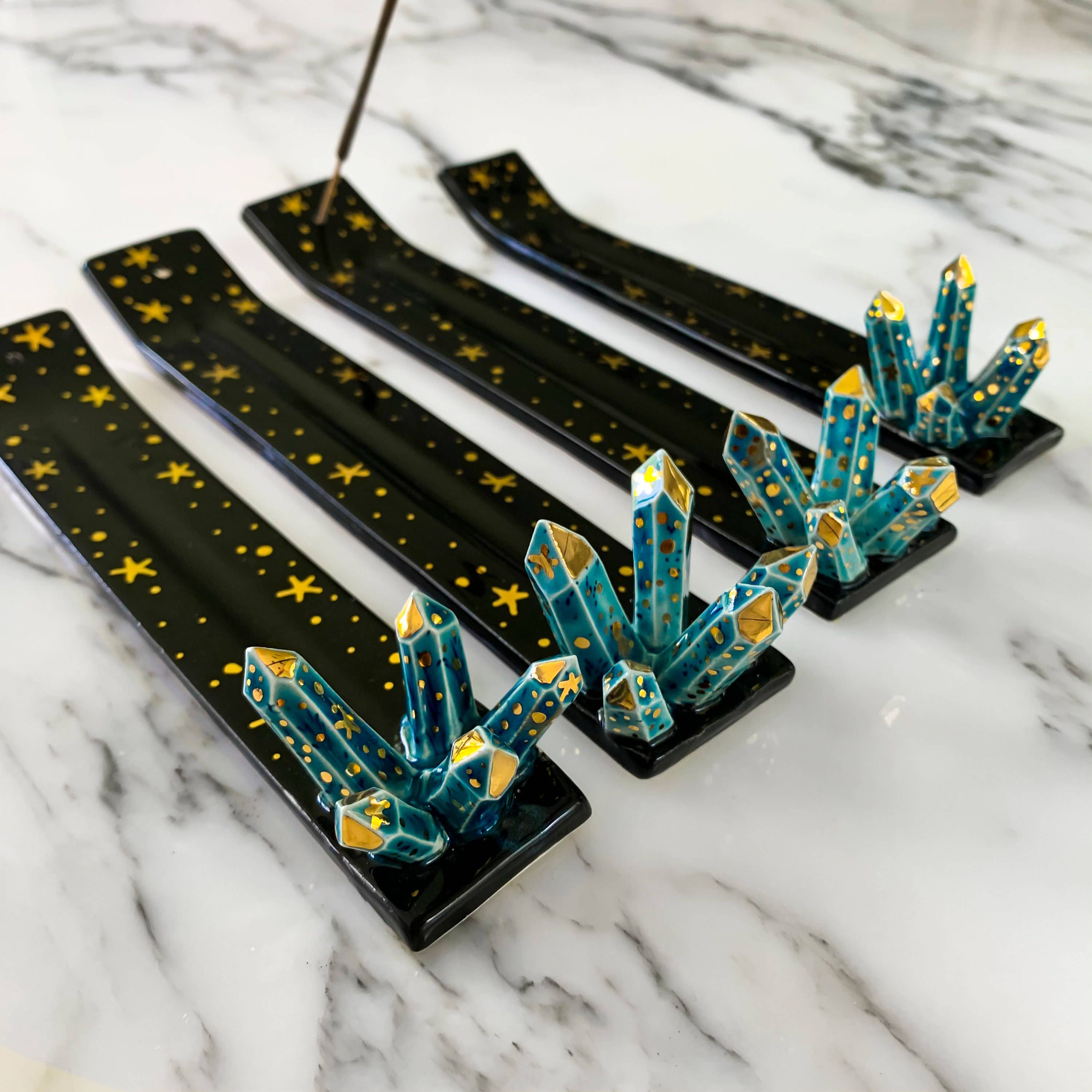 Modern Galaxy Crystal Ceramic Incense Holder - Elegant Home Decor for Aromatherapy, Meditation & Yoga Spaces | Perfect Gift for Zen Lovers