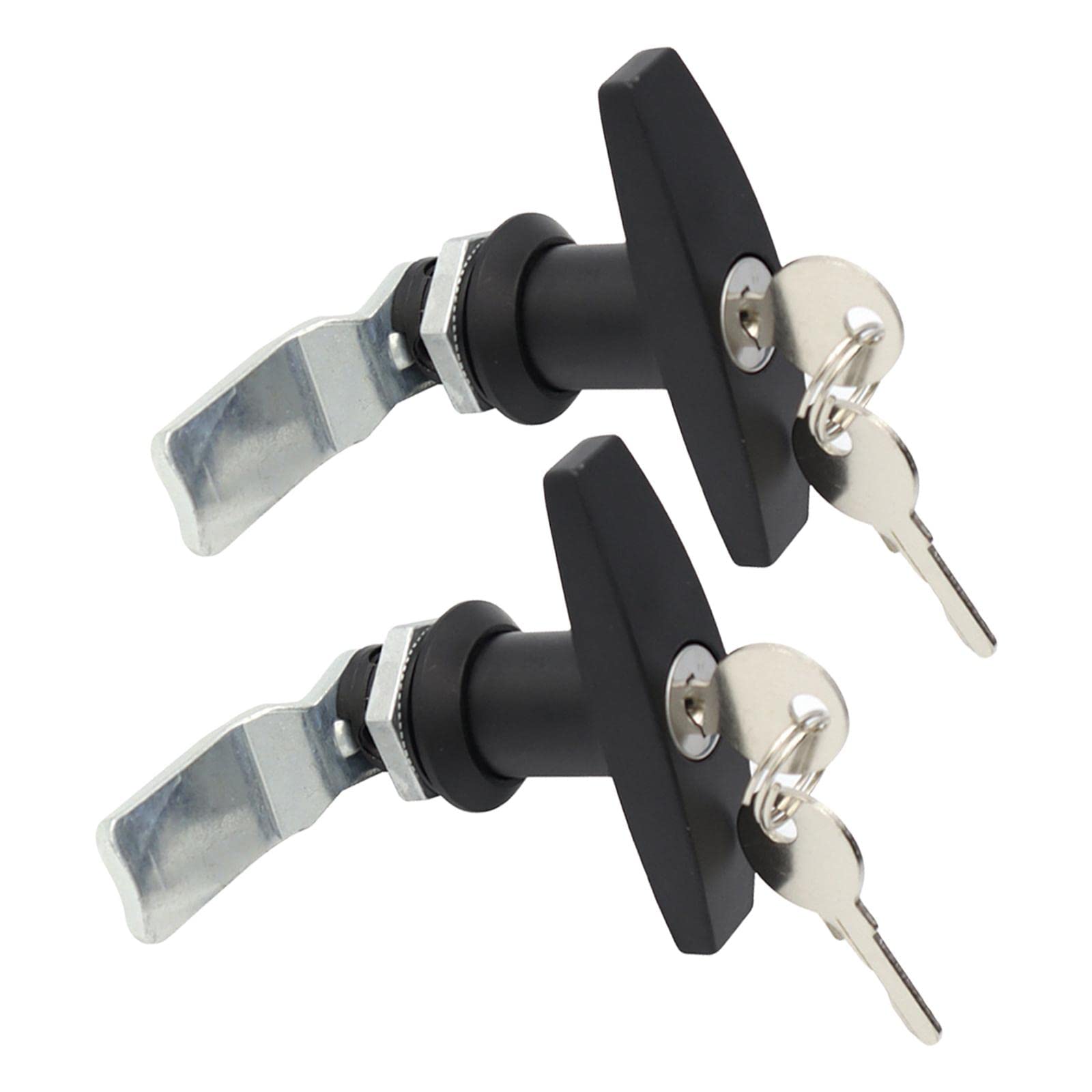 Bothyi 2Pcs Black T-Handle Keyed Lock with Keys - Heavy Duty Anti-Theft Security for Garage Doors, Distribution Cabinets, Trailers, RVs & Industrial Cabinets | Outdoor Storage & Equipment Protection