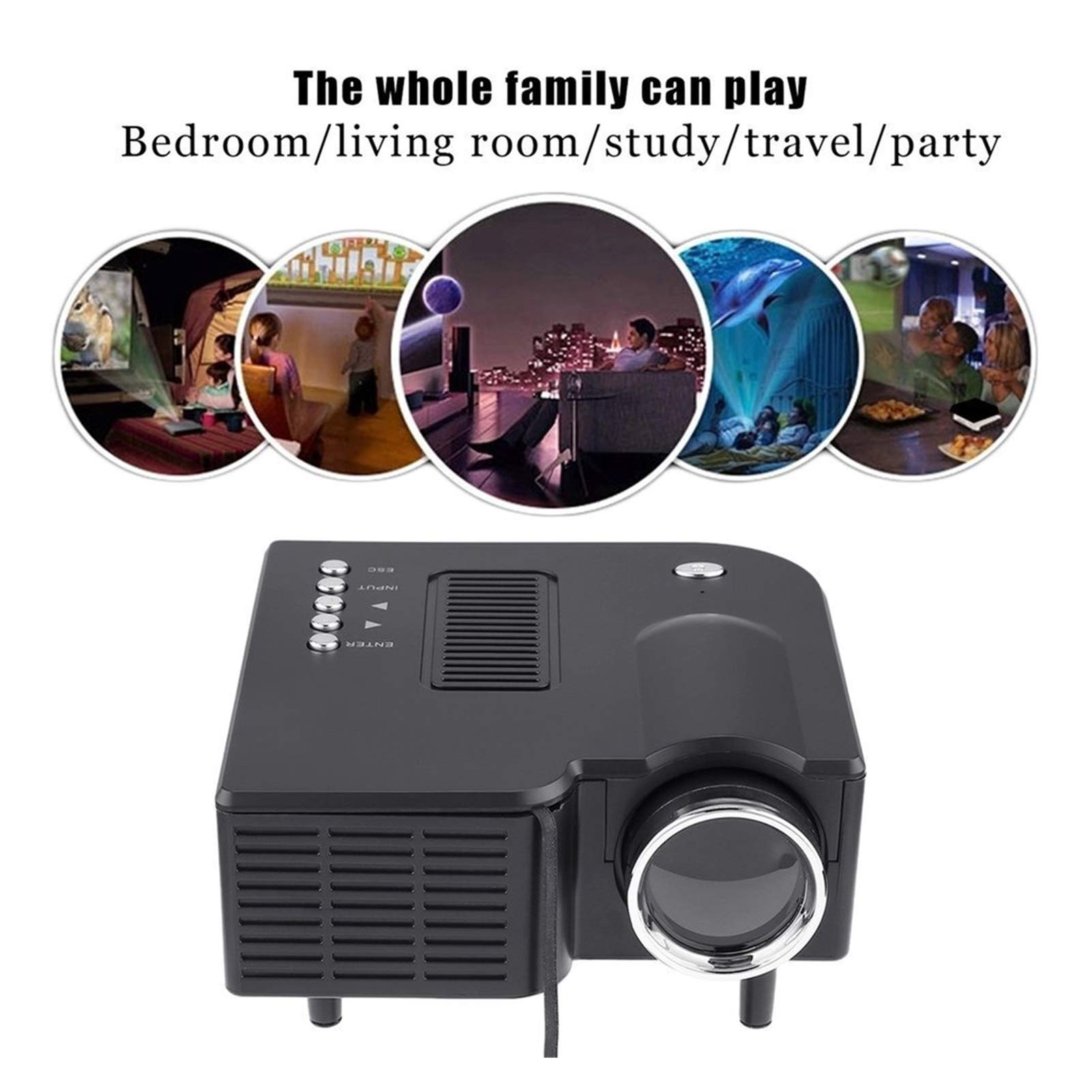 MMD Mini Projector HD 1080P Portable Home Theater - Wired LED Projector with LCD Display for Movies, Gaming & Business Presentations (Black) | Perfect for Bedroom Entertainment, Outdoor Movie Nights & Office Meetings