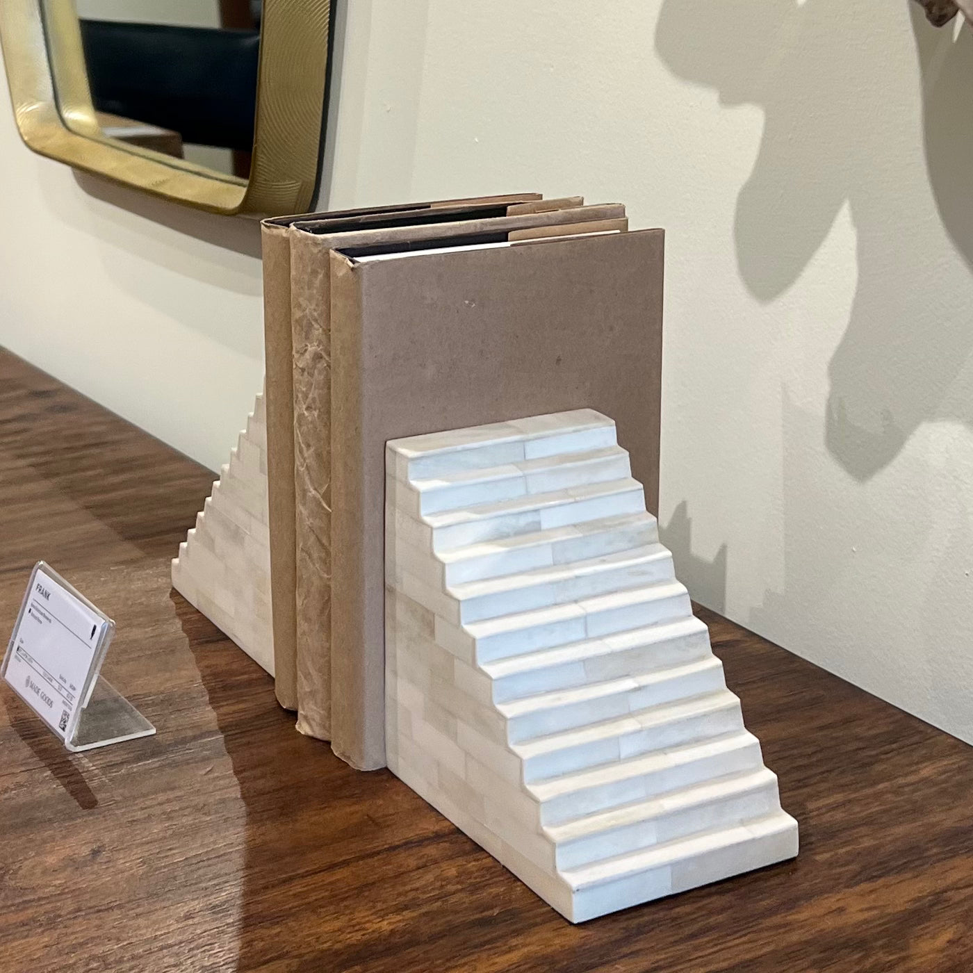 Natural Bone Bookends - Elegant and Durable Book Holders for Home Office, Library, and Bookshelf Decor - Perfect for Organizing Books, Magazines, and Documents
