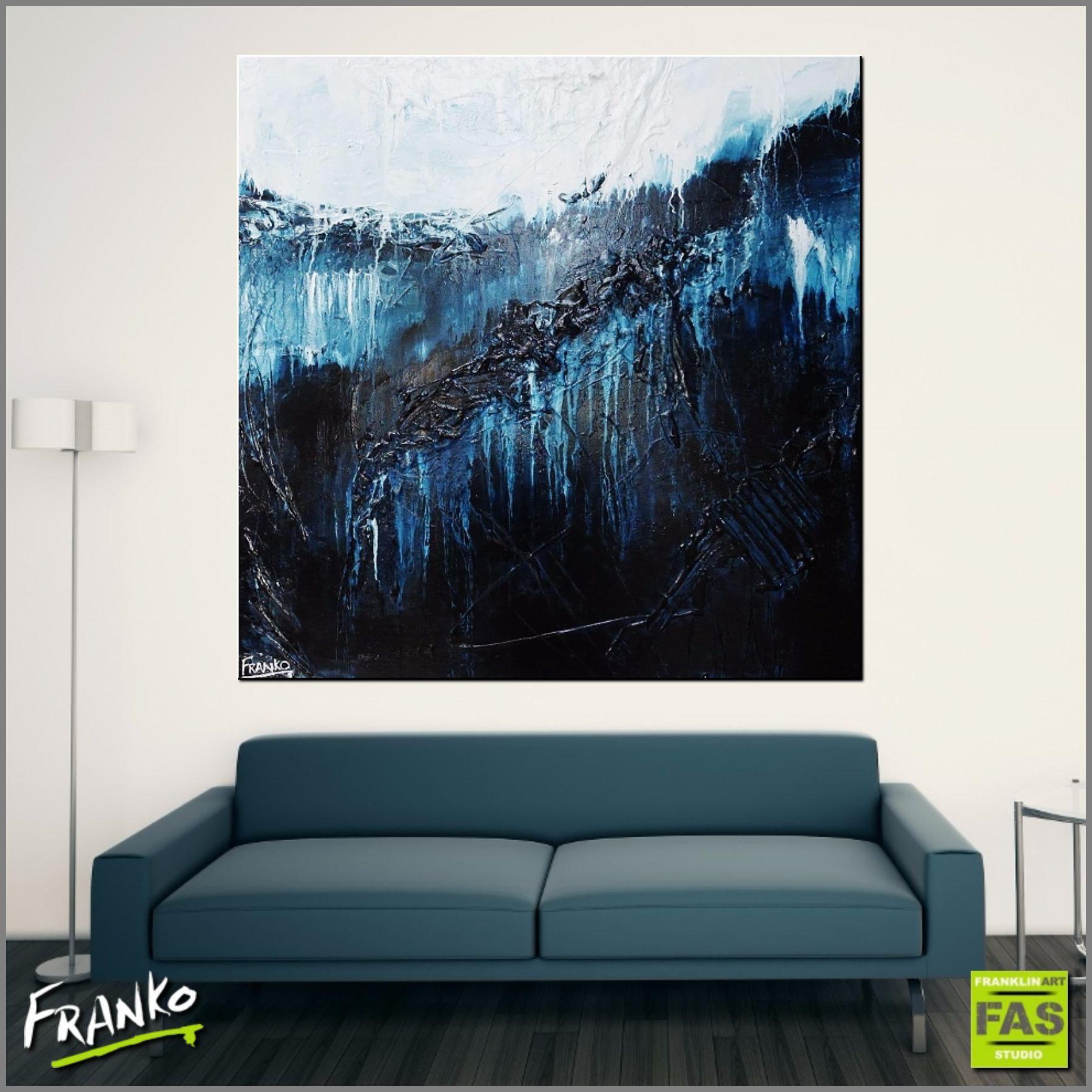 Midnight Seclusion 120cm x 120cm Blue Abstract Canvas Art - Modern Wall Decor for Living Room, Bedroom & Office