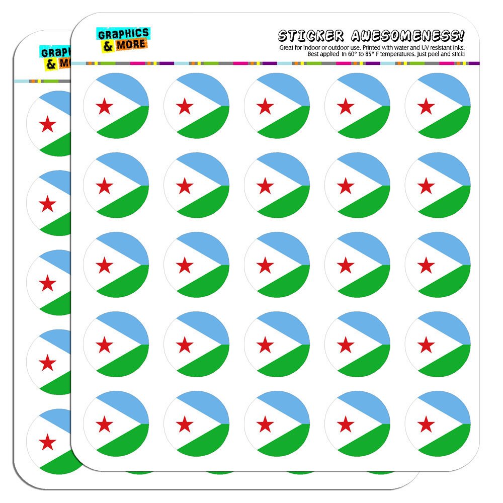 Djibouti National Flag 1 Inch Planner Stickers for Scrapbooking, Journaling & Crafting - Opaque Vinyl Decals - Perfect for Bullet Journals, Calendars, DIY Projects & Country-Themed Decor