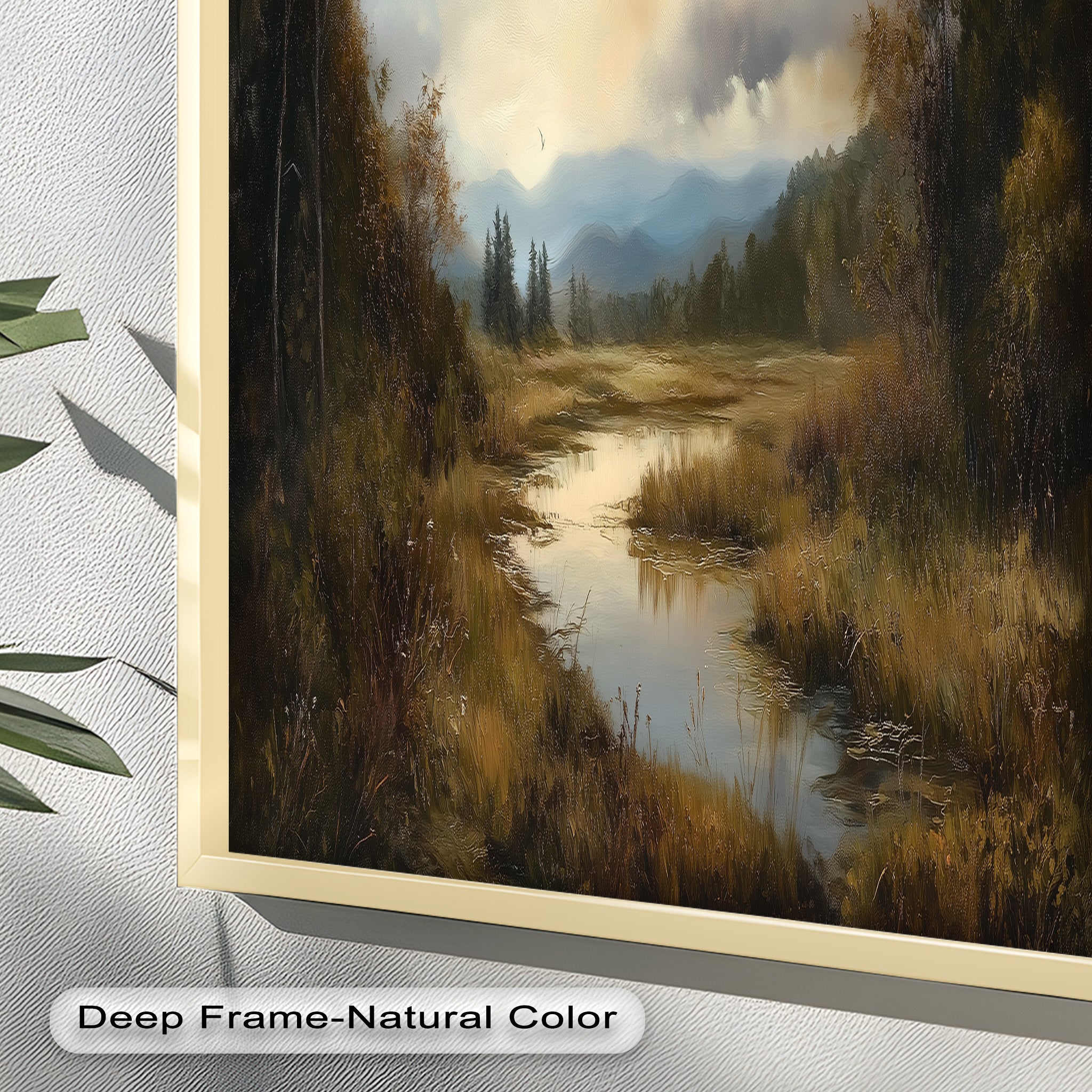Autumn River Landscape Oil Painting - Handmade Canvas Wall Art for Living Room, Bedroom & Office Decor