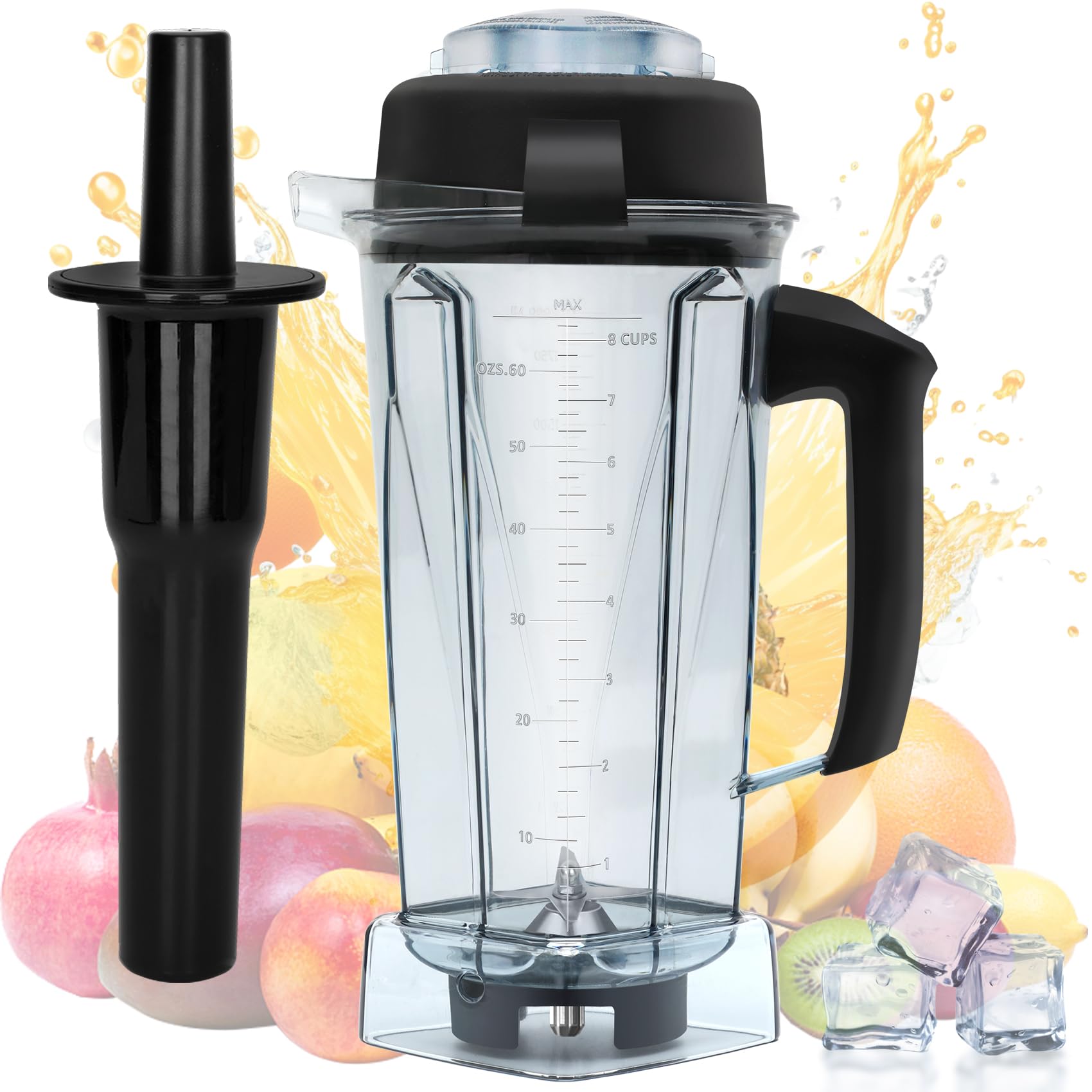 Vitamix Blender Pitcher and Tamper 64 oz - Replacement Jar for 5200, 5000, 6300, 7500, Pro500, 750, VM0103 - Compatible with Classic, Legacy, Explorian & Professional Series - 3-Year Warranty - Perfect for Smoothies, Soups & Nut Butters