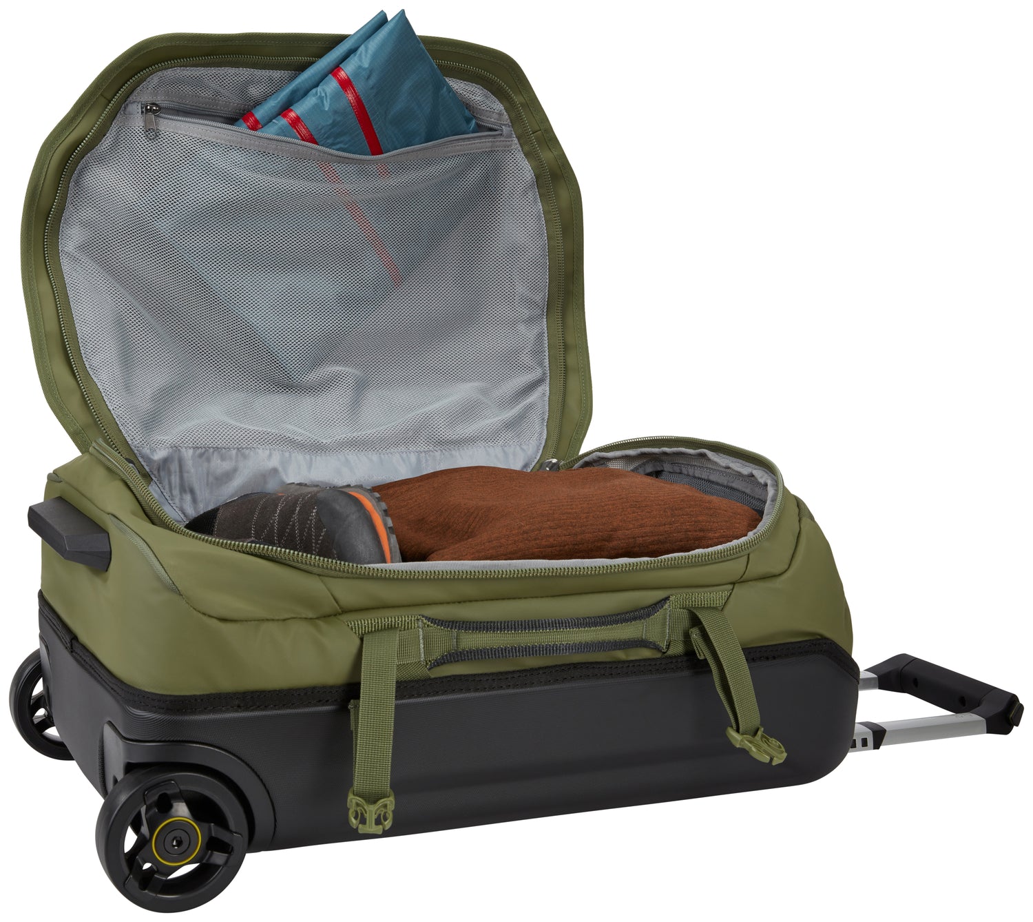 Thule Chasm 40L Wheeled Duffel Bag - Lightweight Carry-On Luggage for Travel, Sports Gear & Gym Equipment | Water-Resistant & Durable (Olivine Green) - Perfect for Airplane, Road Trips & Outdoor Adventures