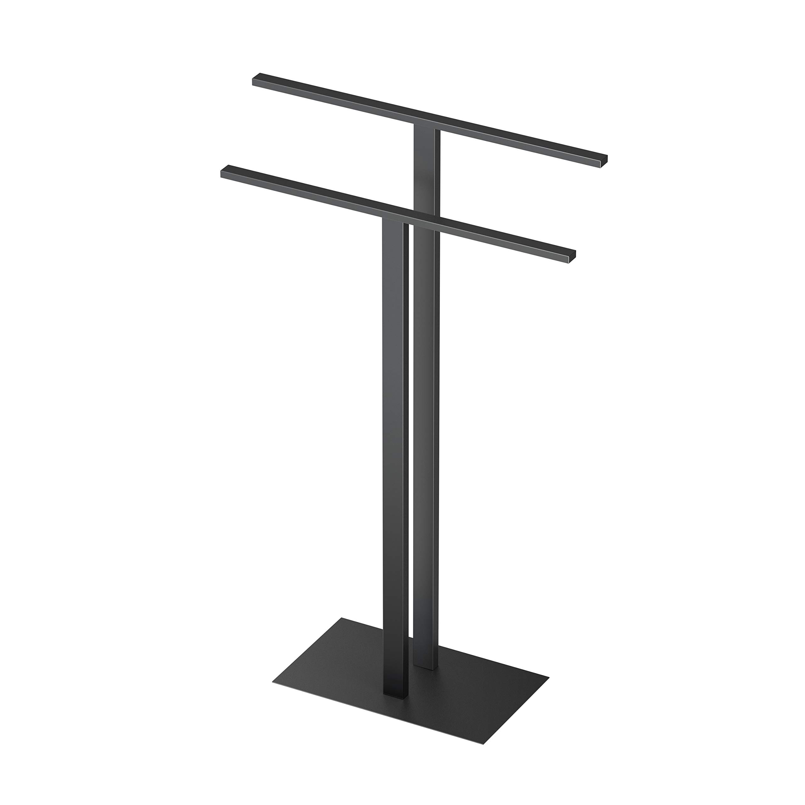 Gatco 1552MX Modern Floor Standing Two-Tier Bathroom Towel Rack Holder - Matte Black Finish for Bathroom, Spa, and Luxury Hotel Decor