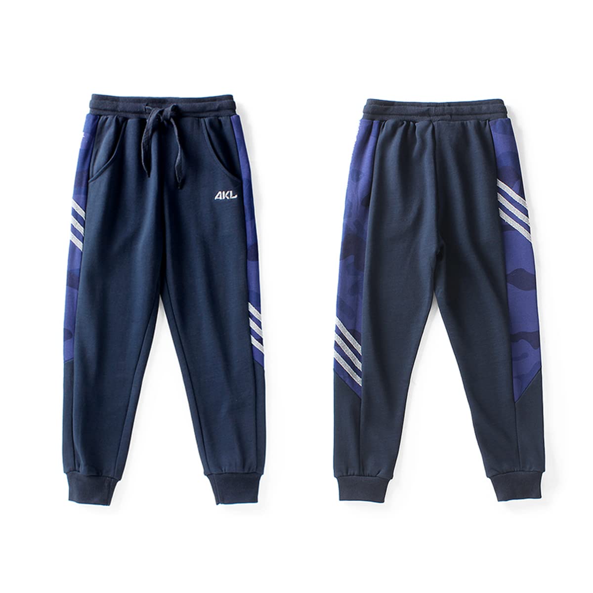 FLOWERKIDS Boys Striped Cotton Jogger Pants - Adjustable Waist Sweatpants for Kids Age 5-14 | Comfortable Casual Wear for School, Play & Everyday Activities