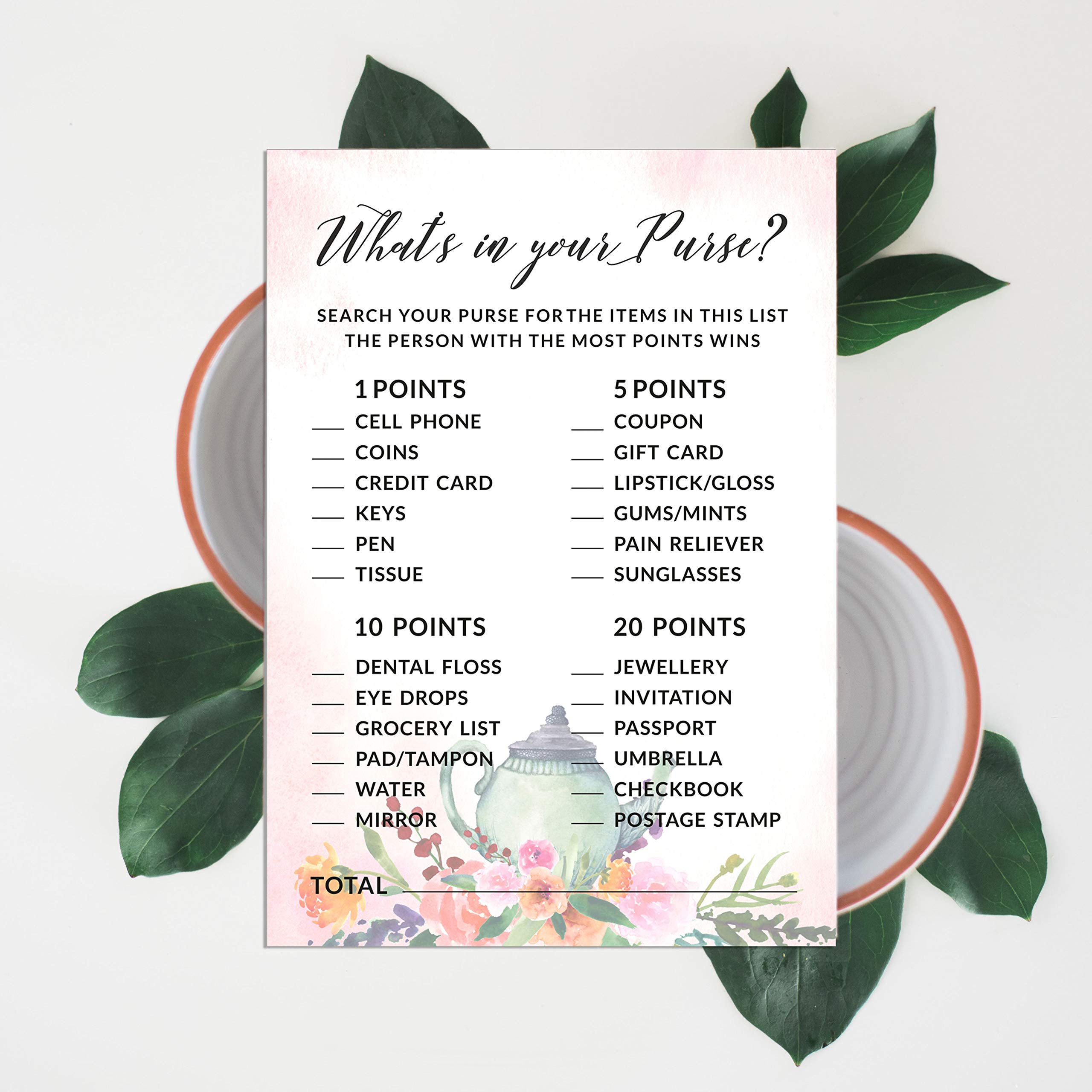 Bachelorette Party Game Cards - 50-Pack 'What's in Your Purse' Bridal Shower Activity for Wedding Showers & Tea Parties - Fun Group Games for Girls Night Out