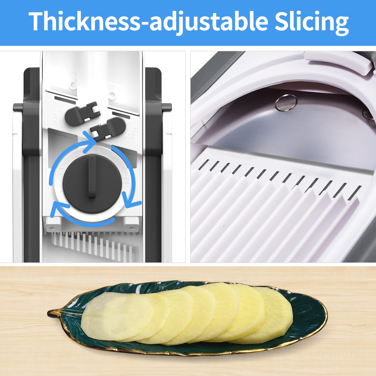Safe & Efficient Veggie Chopper - Multifunctional Vegetable Cutter, Onion Dicer, French Fry Slicer & Fruit Cutter - Perfect for Meal Prep, Salads & Cooking - Gray Kitchen Mandoline Slicer Gadget