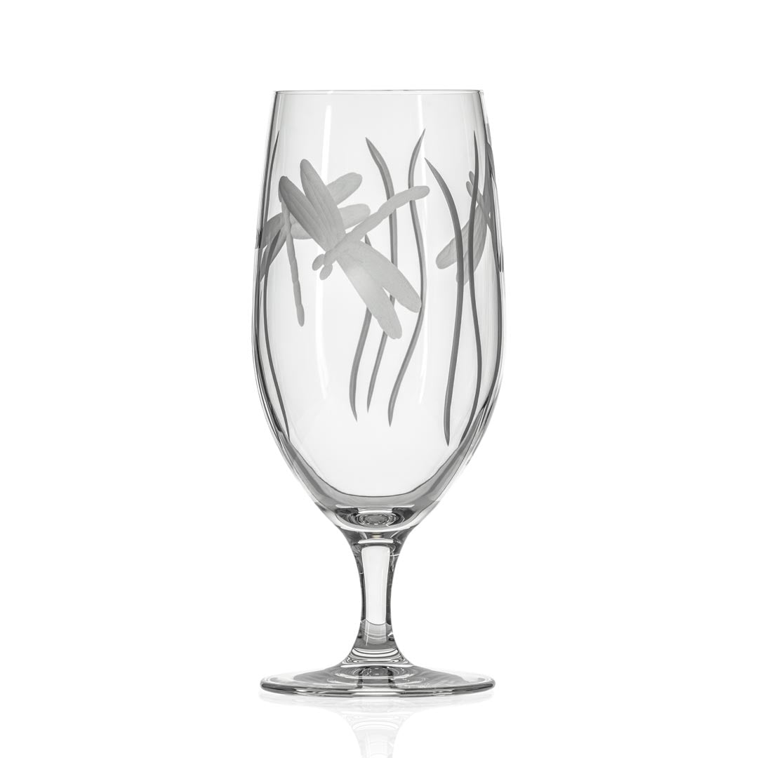 Dragonfly 16oz Footed Iced Tea Glasses - Set of 4 | Elegant Drinking Glasses for Iced Tea, Lemonade & Summer Beverages | Perfect for Parties, Picnics & Outdoor Dining