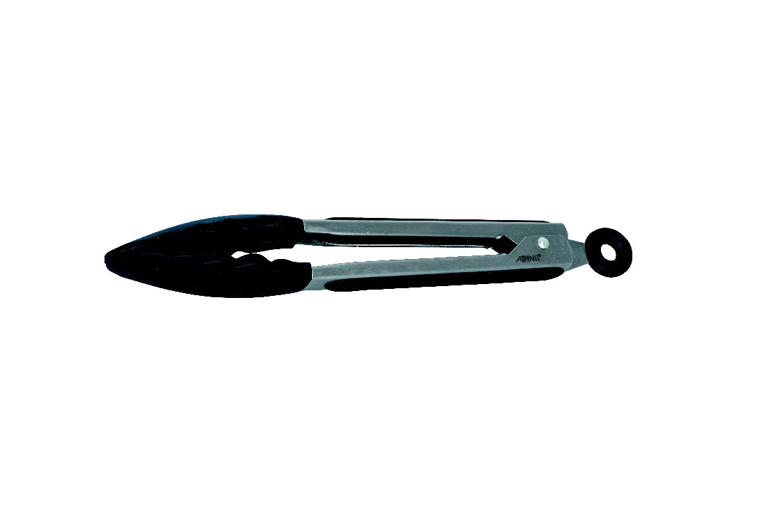 Avanti 23cm Stainless Steel Silicone Tongs - Black - Perfect for Grilling, BBQ, and Kitchen Cooking Utensils
