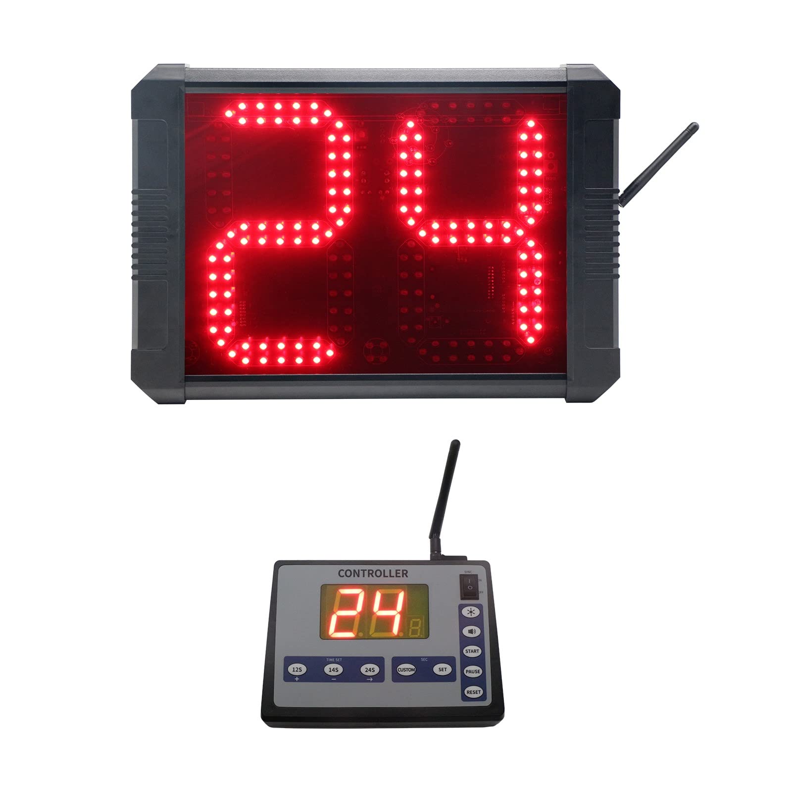GANXIN Portable Basketball Shot Clock Timer - 12/24/25/30/35/40/60 Seconds Adjustable Countdown Timer with Loud Buzzer for Basketball, Volleyball, Soccer & All Sports Training - Perfect for Coaches, Gyms & School PE Classes (Control Panel Included)