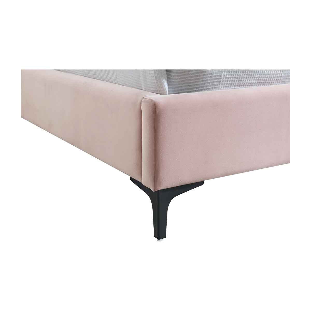 Georgia Velvet Single Bed Frame - Blush Pink Upholstered Platform Bed with Wooden Slats - Perfect for Small Bedrooms, Guest Rooms & Dorm Rooms