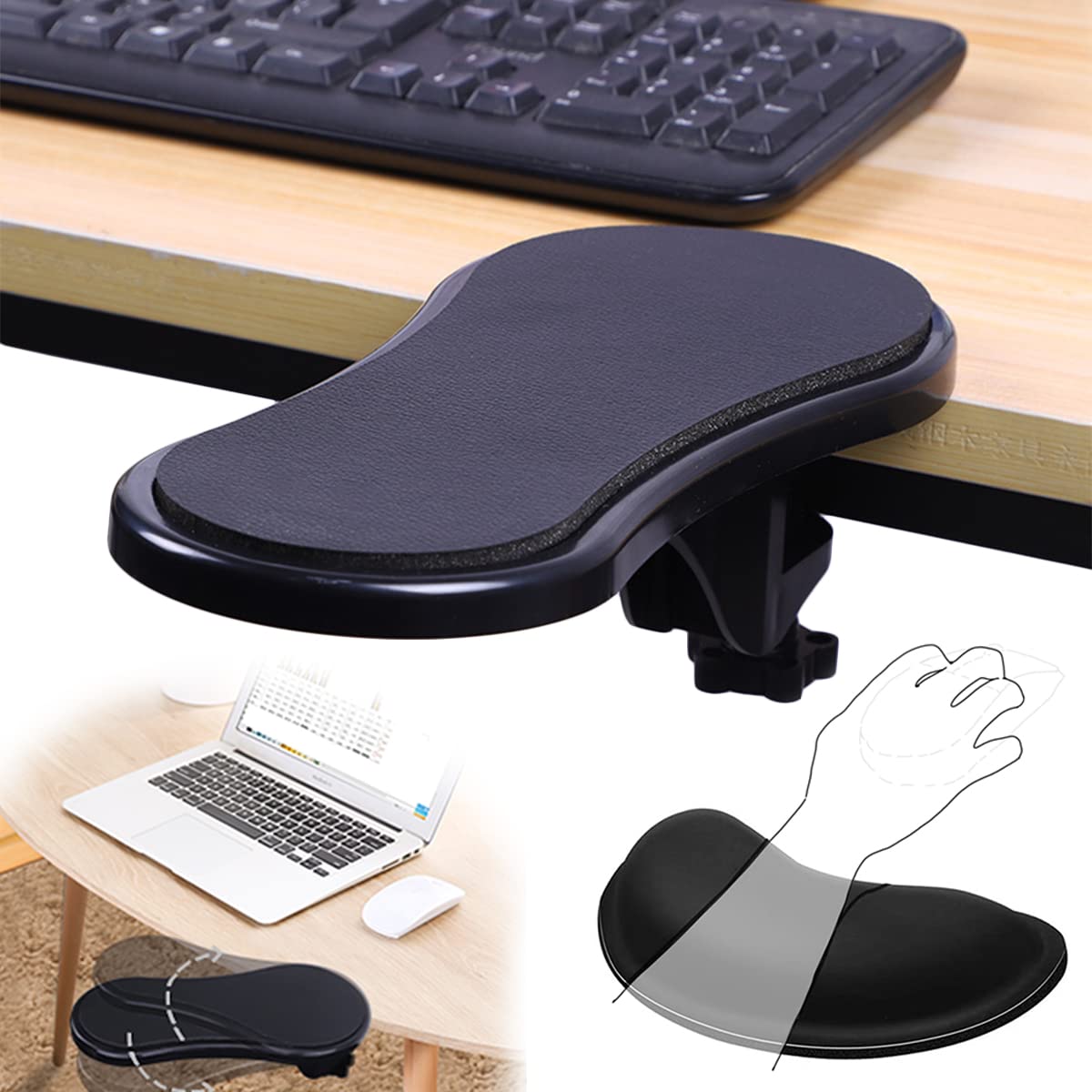 Ergonomic Keyboard and Mouse Wrist Rest Pad with Adjustable Arm Support - Comfortable Office Desk Accessories for Typing, Gaming & Computer Work