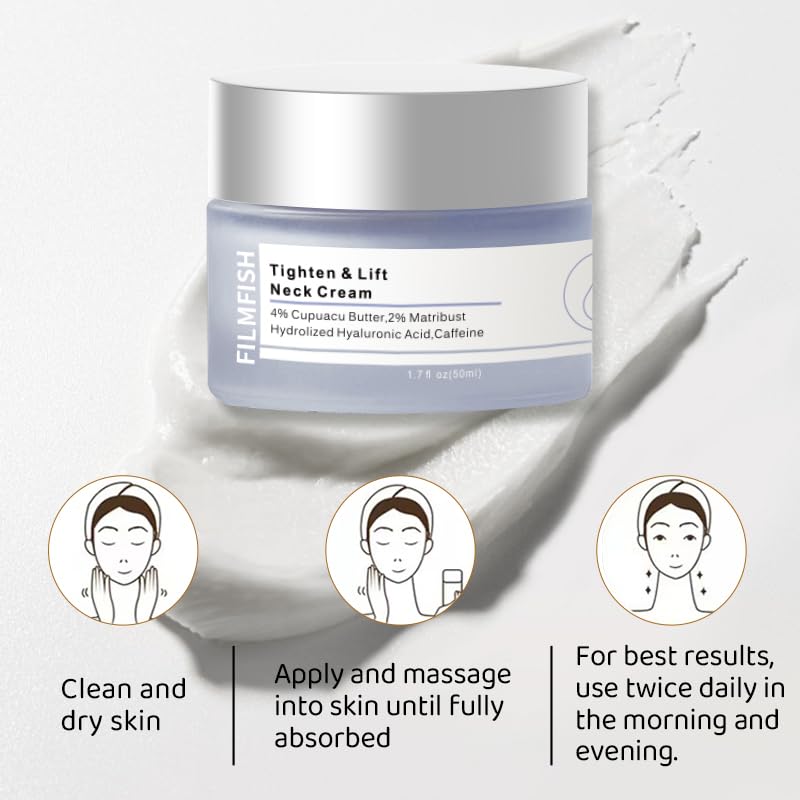 Best Neck Lift & Firming Cream for Sagging Skin - Anti-Aging Tightening Treatment for Double Chin & Wrinkles - Perfect for Night Routine & Daily Skincare