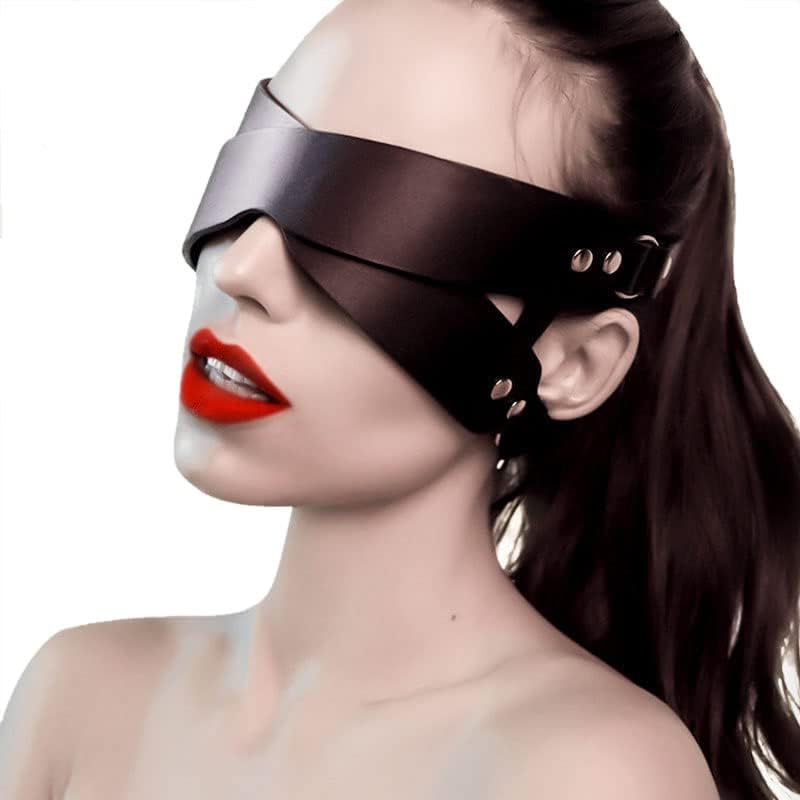 Faux Leather BDSM Blindfold Mask for Adults - Half Face Crossed Eye Mask for Couples, Sexy Erotic Role Play & Fetish Toys - Perfect for Sensual Games, Bondage Play & Spicing Up Intimacy