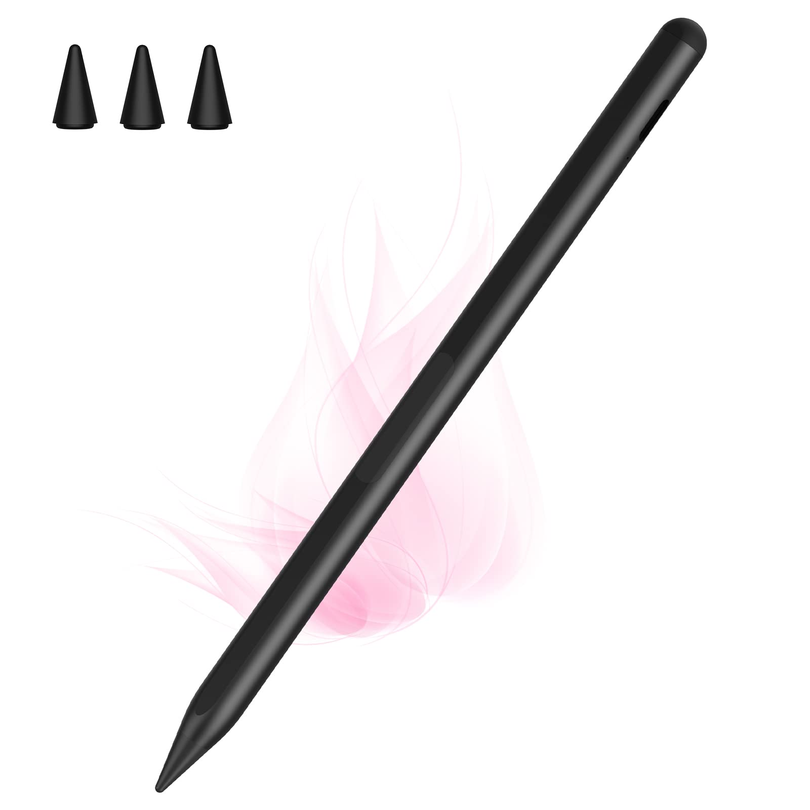 Apple Pencil 2nd Gen Stylus with Wireless Charging - Tilt & Pressure Sensitive, Palm Rejection - Compatible with iPad Pro 11/12.9, iPad Air 3/4/5, iPad 6/7/8, iPad Mini 6 (Black) - Perfect for Drawing, Note Taking & Digital Art