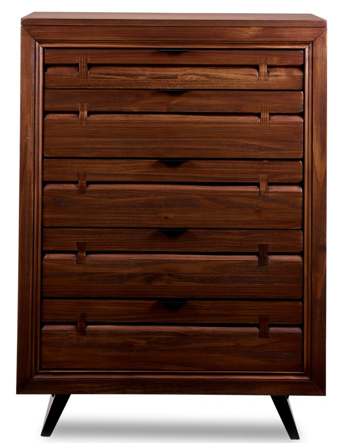 Rustic Brown Camila 5-Drawer Chest - Solid Wood Bedroom Dresser for Storage & Organization | Perfect for Master Bedroom, Guest Room & Nursery