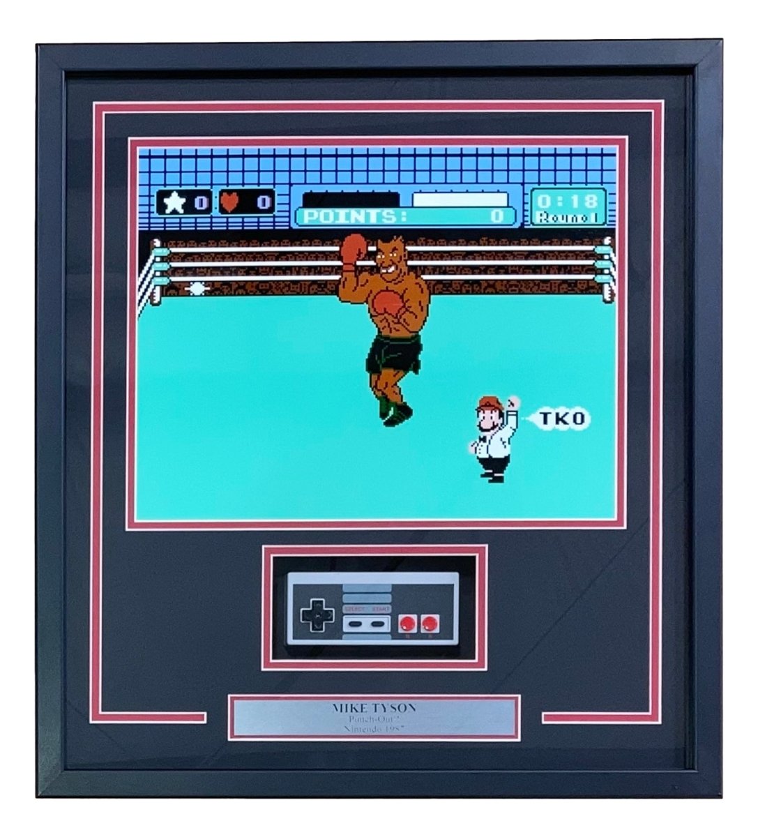Mike Tyson Framed 11x14 Boxing Photo with NES Controller - Vintage Gaming Memorabilia & Sports Collectible for Man Cave Decor