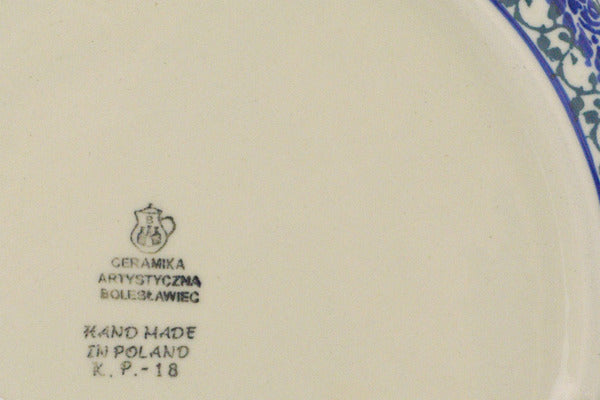 10-Inch Fluted Pie Dish with Blue Rosette Wreath Design - Perfect for Baking, Serving, and Holiday Dessert Presentations