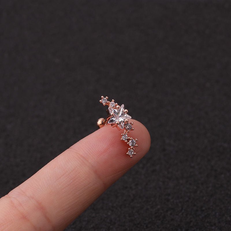 20G Cartilage Long Star Stud Earrings - Hypoallergenic Stainless Steel Body Jewelry for Women | Perfect for Piercing, Daily Wear & Special Occasions