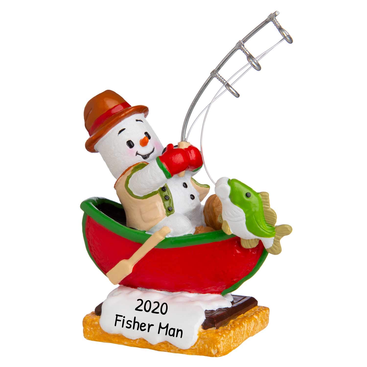 Personalized Fishing Ornament 2022 - Custom Fly Fishing Christmas Tree Decor, 12 Days of Fishmas Boat Ornament with Marshmallow Design - Perfect Gift for Anglers & Holiday Decor