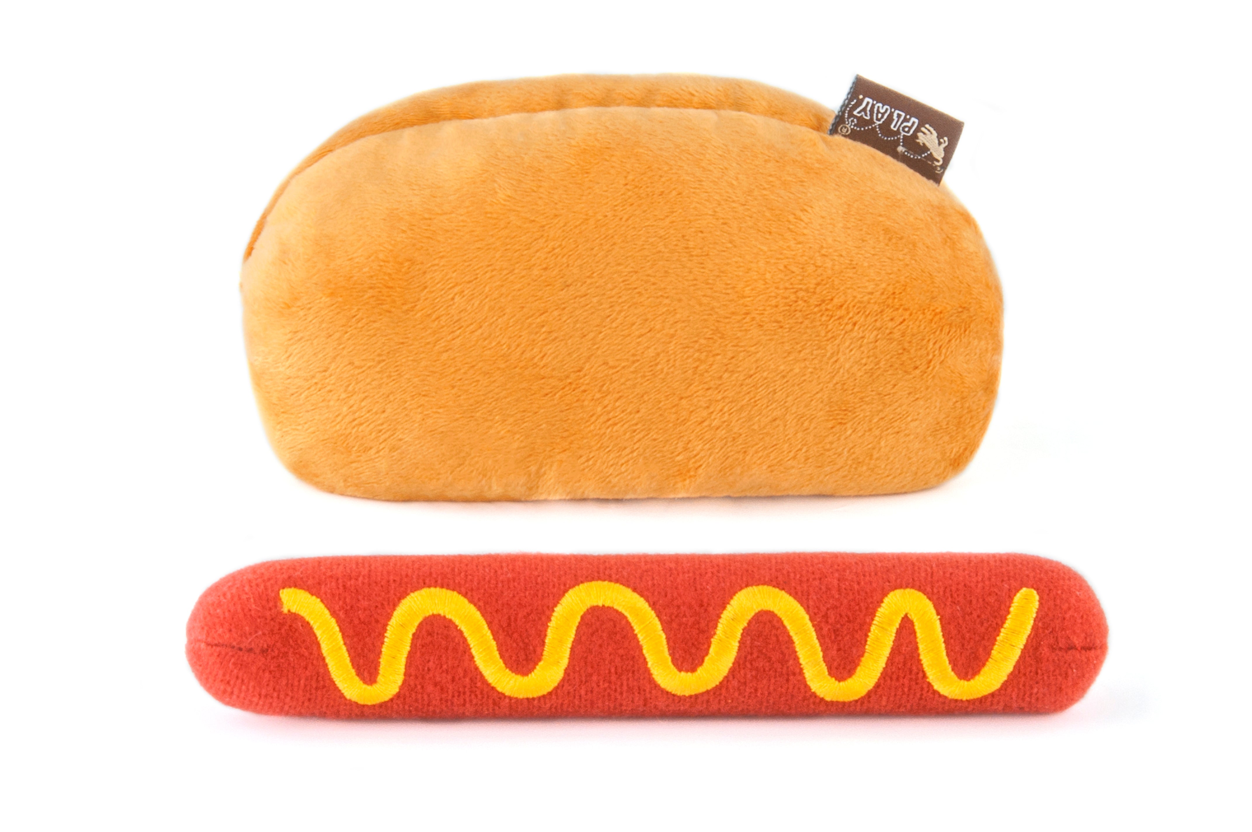 American Classic® Hot Dog Plush Dog Toy by Pet P.L.A.Y. - Durable Chew Toy for Small & Large Dogs - Perfect for Fetch, Tug-of-War & Cuddling