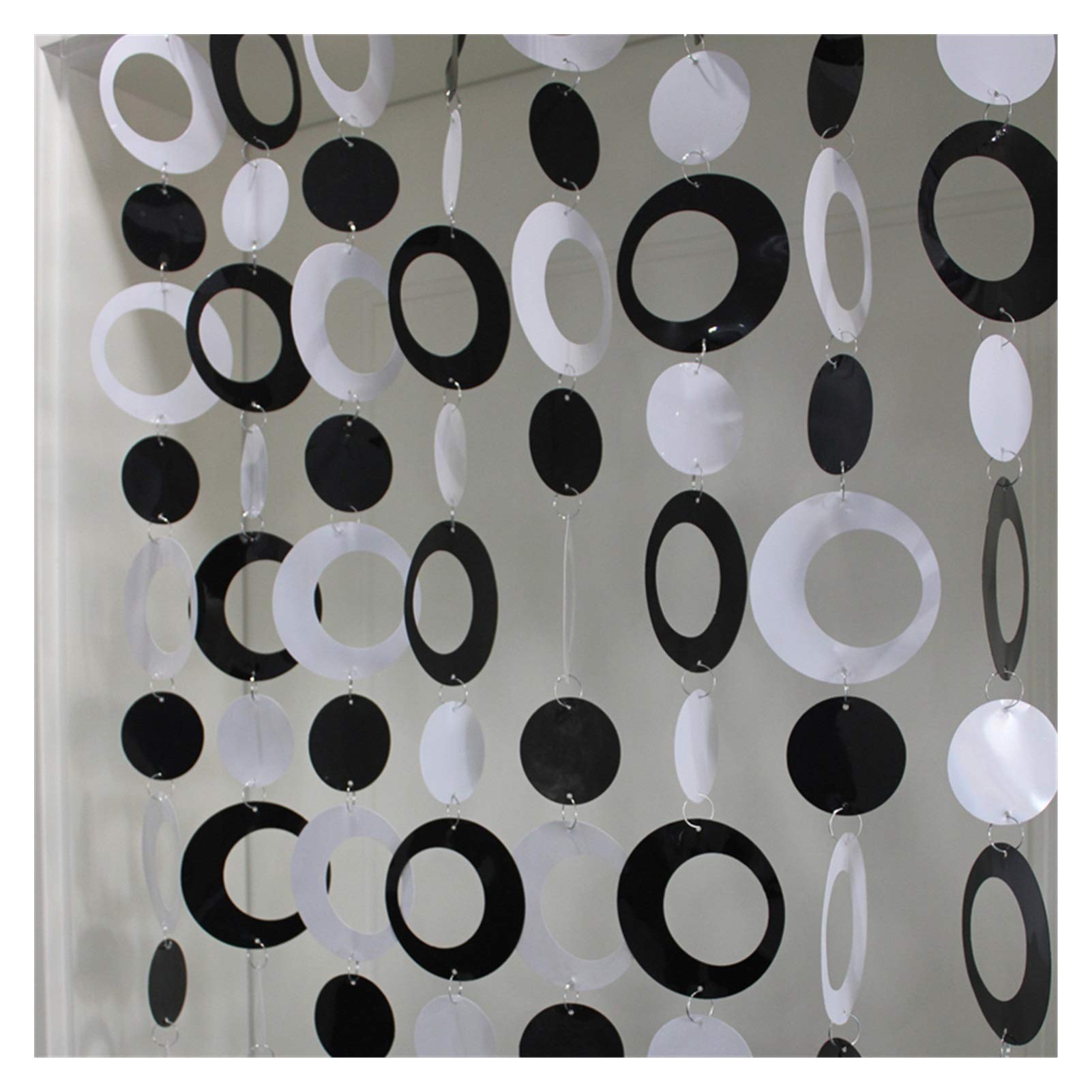 VIAIA PVC Plastic Cartoon Kids Room Curtain - Black & White Striped Design with Hanging Rings | Perfect for Nursery, Playroom & Bedroom Decor