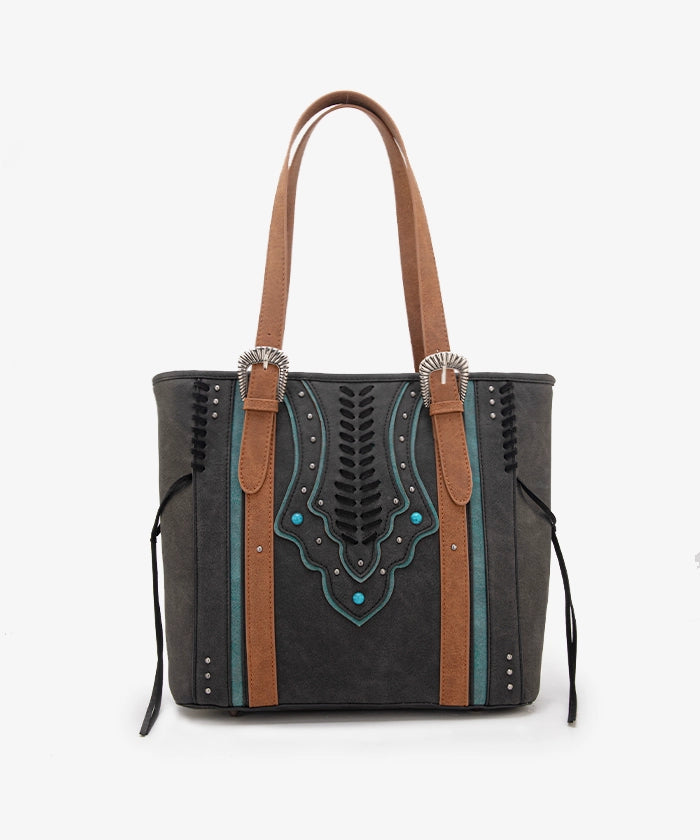 Montana West Whip Stitch Concealed Carry Tote Bag for Women - Stylish & Spacious CCW Purse with Hidden Gun Pocket - Perfect for Everyday Carry, Travel & Self Defense
