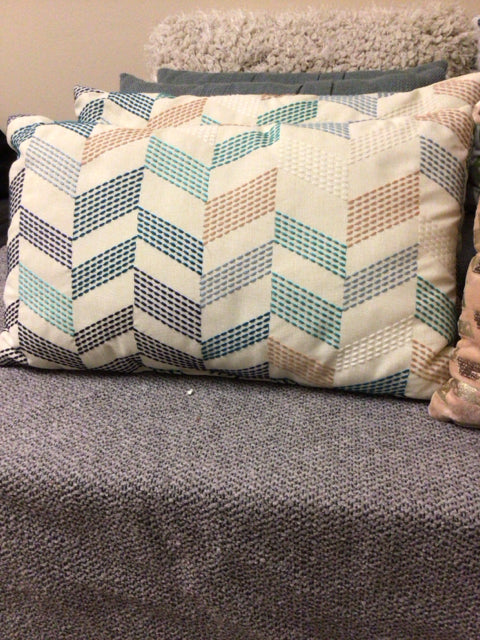 Pier 1 Cream Embroidered Lumbar Pillow - Decorative Throw Pillow for Sofa, Bed & Home Decor - Perfect for Living Room, Bedroom & Office Accent