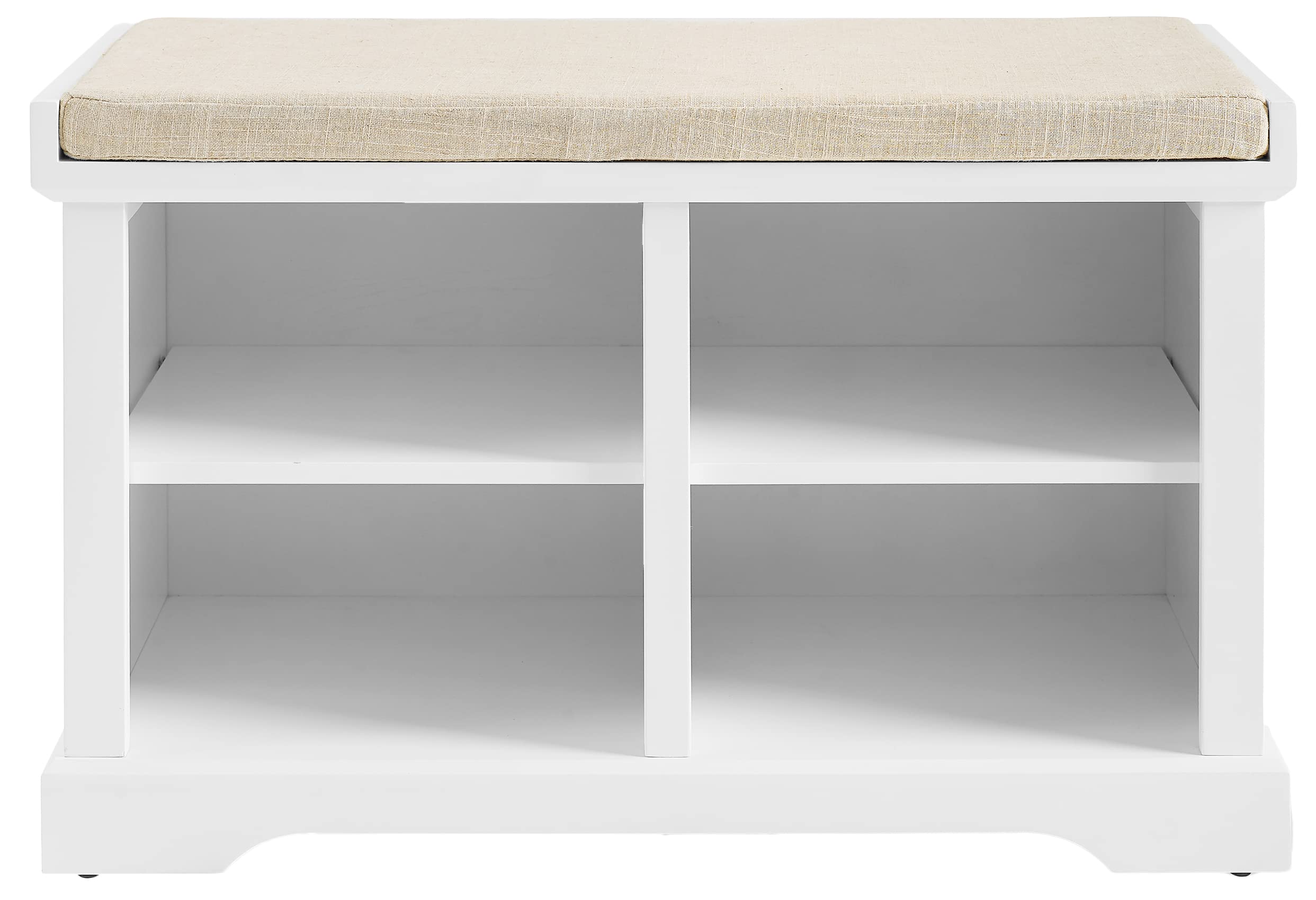 Crosley Anderson White Entryway Storage Bench with Shoe Rack & Organizer Shelves - Perfect for Small Spaces, Hallway Organization & Shoe Storage