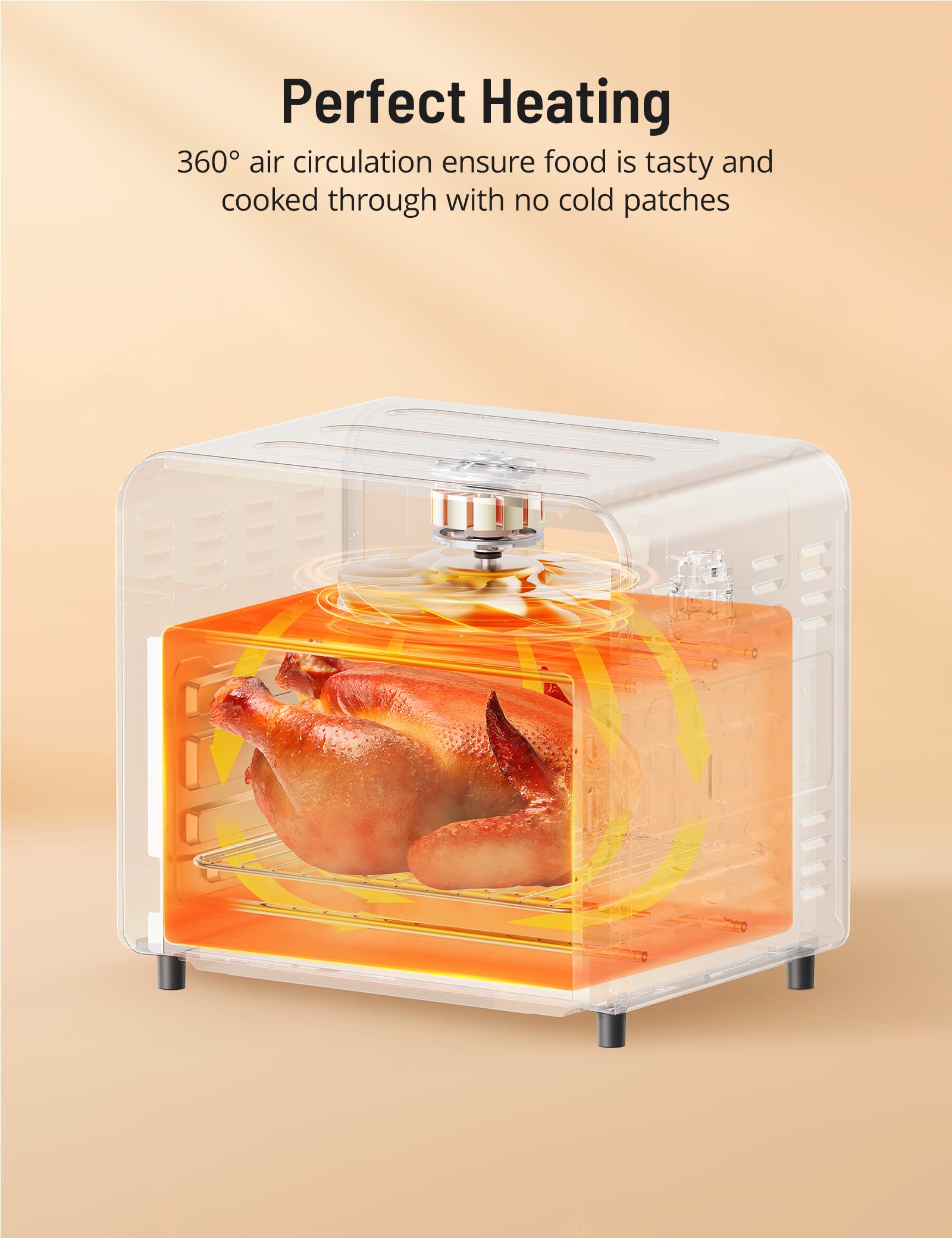 PARIS RHÔNE 14.8 Quart Air Fryer Toaster Oven Combo - 5-in-1 Convection Oven for Toast, Pizza, Baking, Roasting & Broiling - Large Capacity for 4-Slice Toast & 9-inch Pizza - Easy Knob Control with 6 Dishwasher Safe Accessories - Perfect for Family Cooking & Small Kitchen Spaces (PE-AF013, Black)