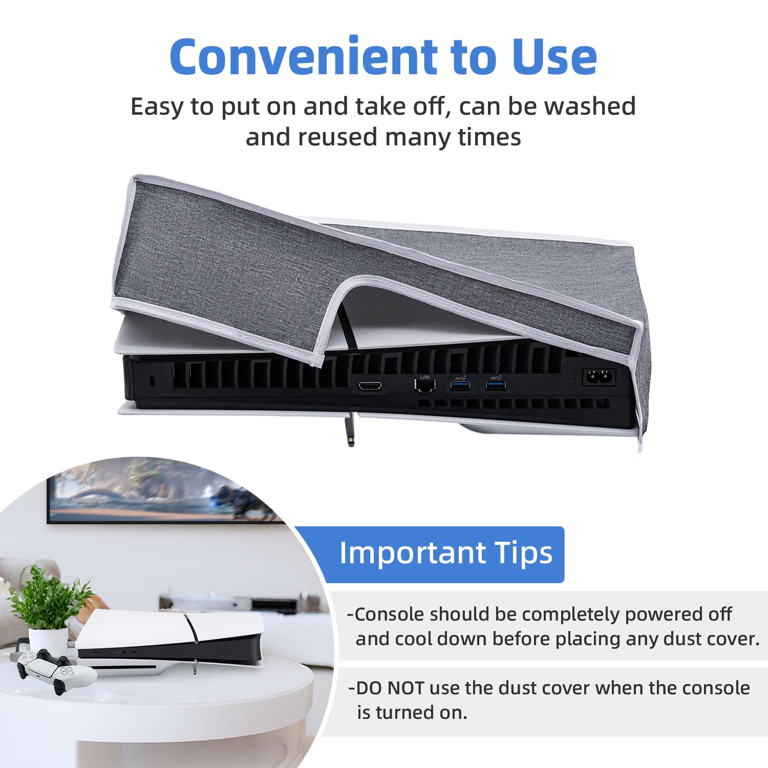 McBazel Dust Cover for PS5 Slim Console - Protective Case for PlayStation 5 Slim (Not Compatible with PS5/PS5 Pro) | Keep Your Gaming Console Clean & Safe from Dust, Scratches & Spills - Perfect for Home Entertainment Setup & Gaming Room Organization