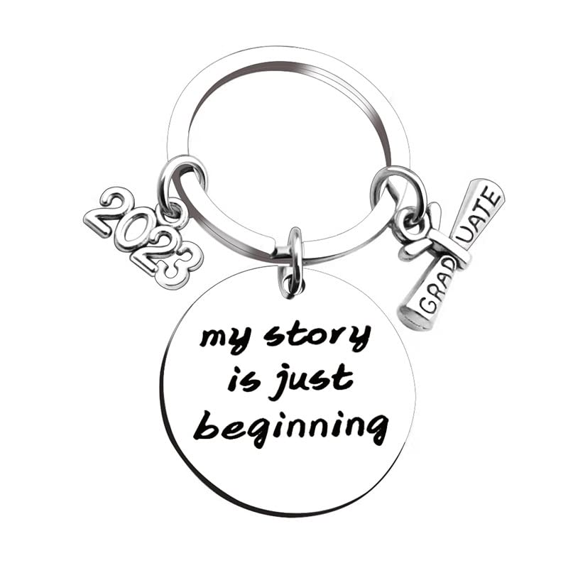LUOZZY 12 Pcs My Story is Just Beginning Keychain - Class of 2023 Graduation Keychain Set - Commencement Souvenir Gifts for Graduates - Perfect for Graduation Parties, School Events & Gift Giving