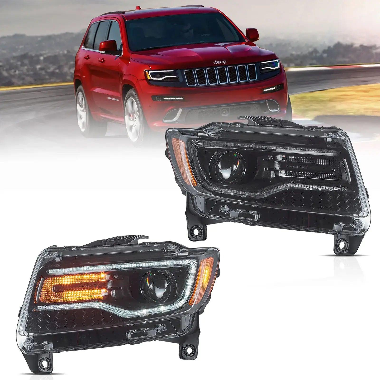 2011-2013 Jeep Grand Cherokee (WK2) Full LED Headlight Assembly with Startup Animation & Blue DRL - High Performance Replacement Headlights for Night Driving & Off-Road Adventures