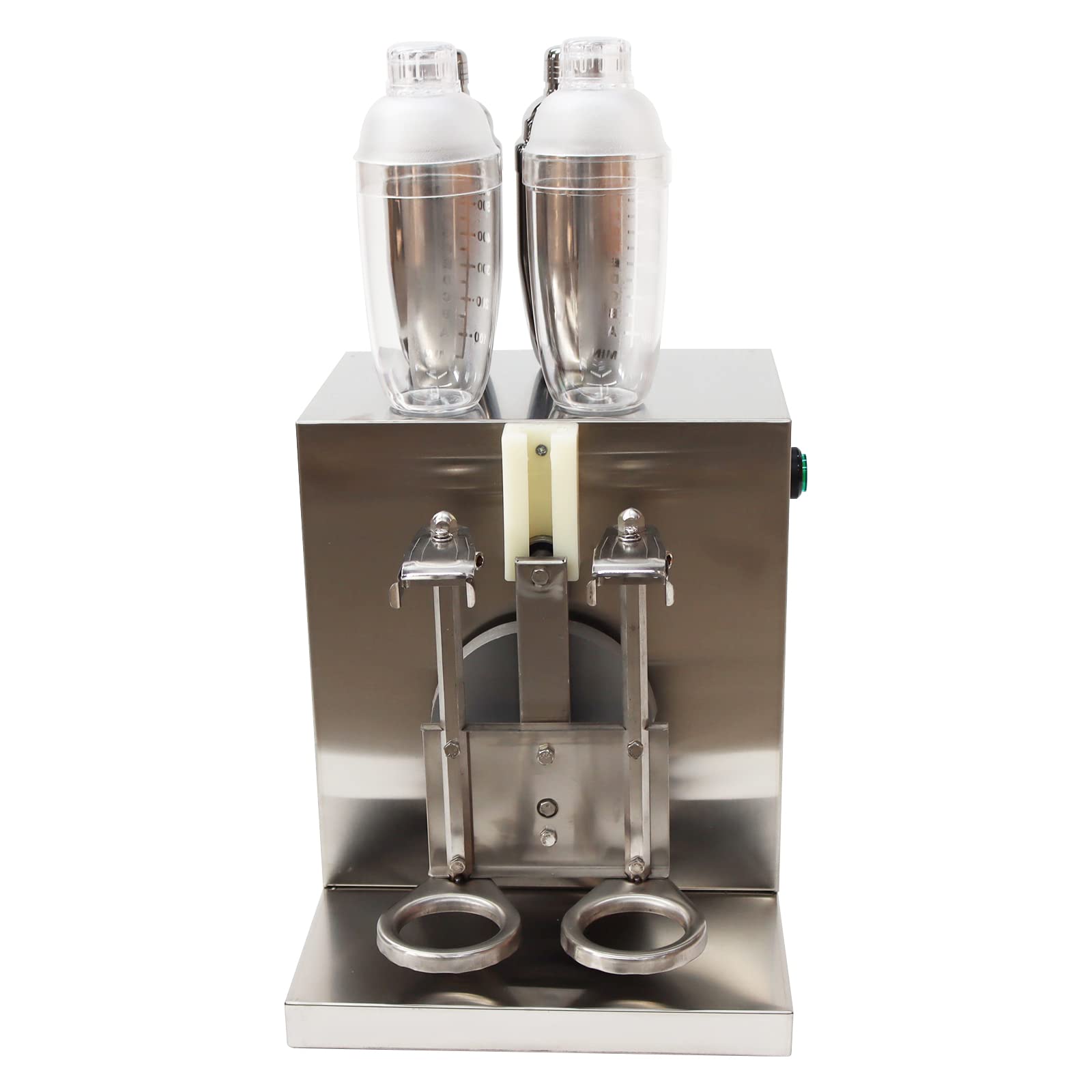 Electric Milk Shaker Machine - Double Cup Stainless Steel Cocktail & Bubble Tea Shaker with 750ml Steel Cups & 700ml Transparent Cups - Perfect for Coffee Shops, Boba Tea Stores & Home Bars