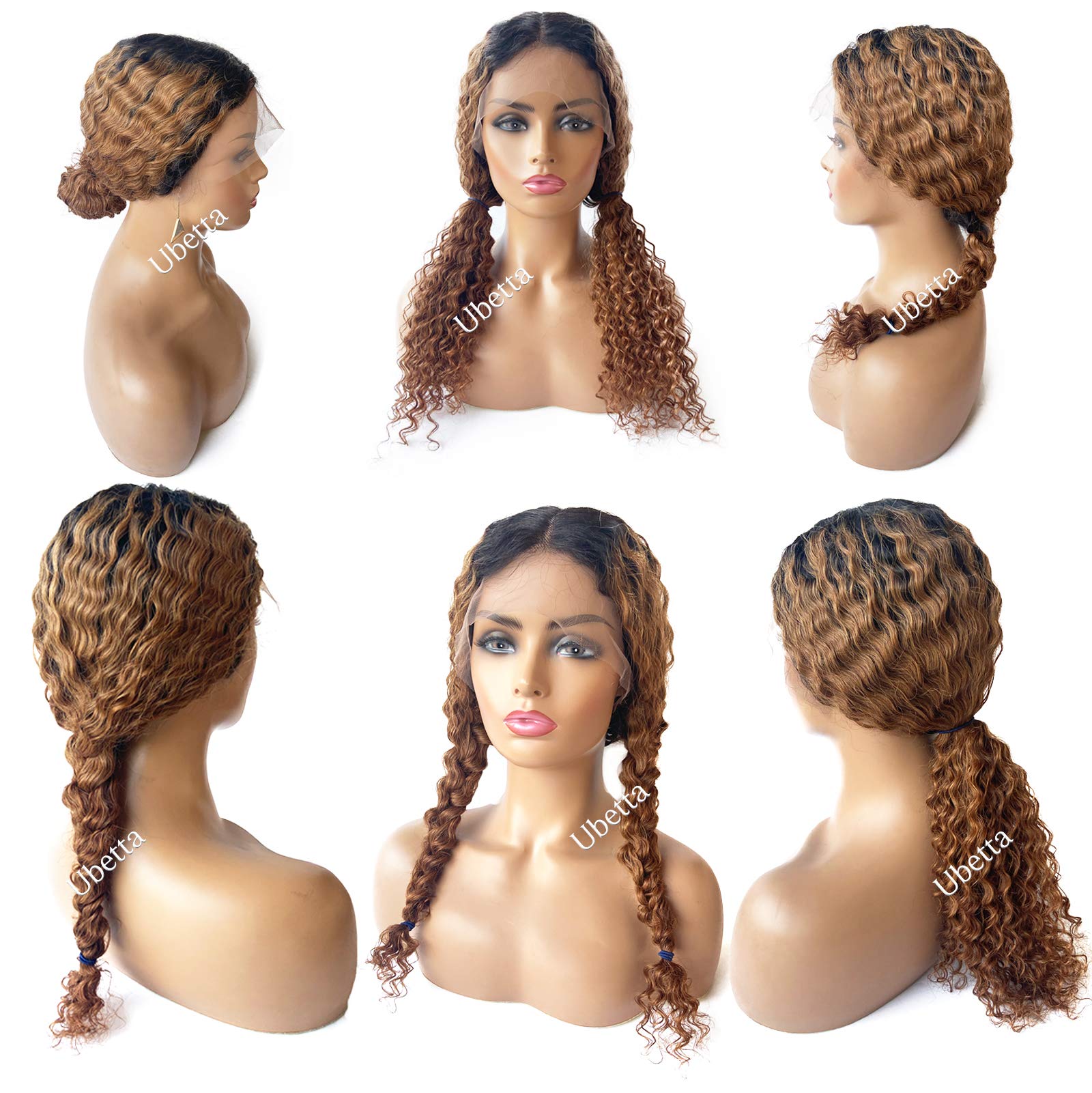 Ombre Brown Lace Front Human Hair Wigs for Black Women - Black Roots to Auburn Brown 2 Tone Deep Curly Lace Wig, Pre Plucked 13x1x6 Middle Part Hand Tied, 18 Inch 150% Density - Perfect for Daily Wear, Parties & Special Occasions