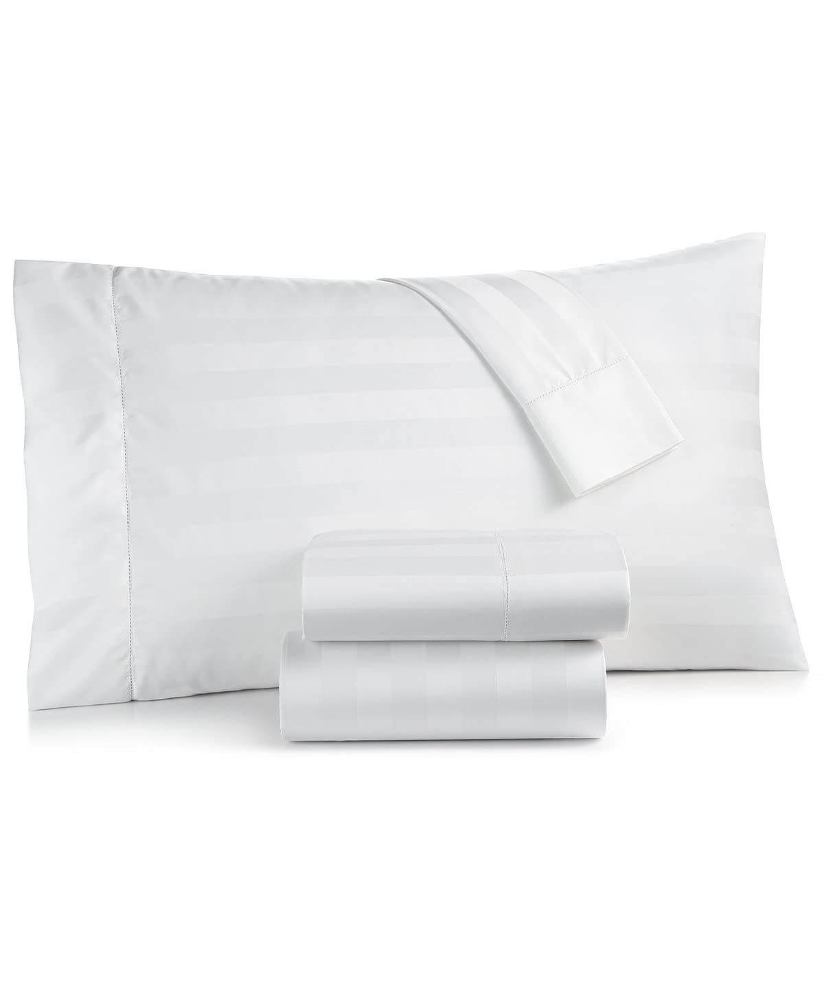 400 Thread Count 100% Cotton Damask Stripe Queen Size 6-Piece Luxury Bed Sheet Set - Deep Pocket Fits Mattress Up to 15