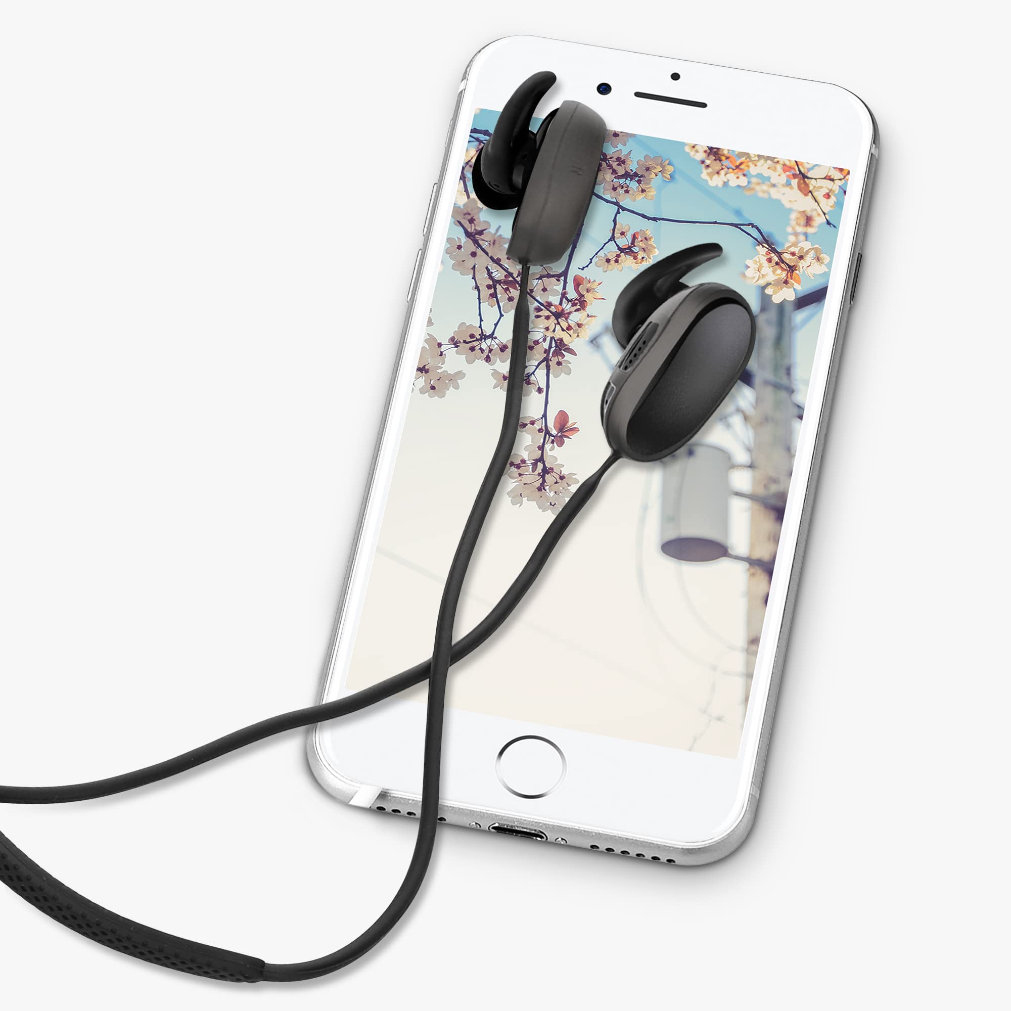 kwmobile Silicone Cord Holder Strap for Bose QuietComfort Earbuds - Secure Wireless Earphone Accessory - Black - Perfect for Running, Workouts & Travel
