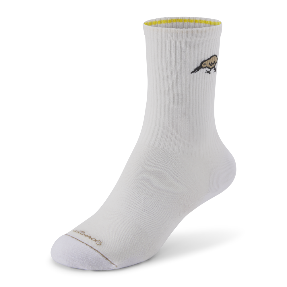 Anytime Crew Socks - Blizzard/Rugged Beige (Natural Black) - Kiwi Bird Design - Comfortable & Durable for Hiking, Running & Everyday Wear