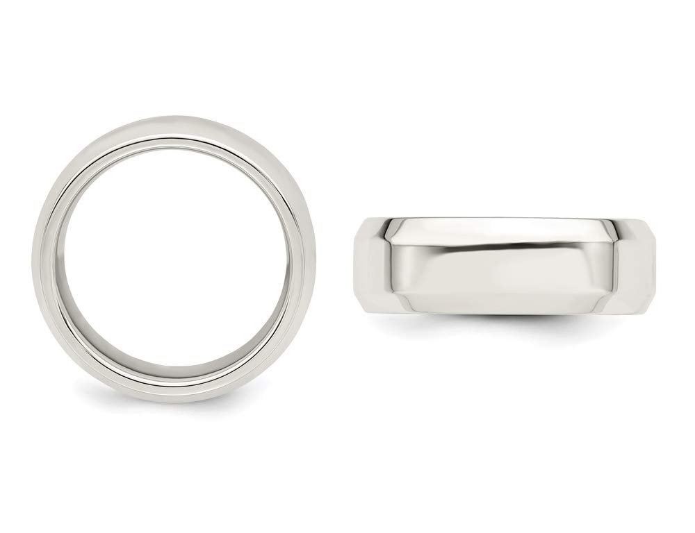Men's 7mm Sterling Silver Bevel Edge Wedding Band Ring - Classic Comfort Fit for Everyday Wear & Special Occasions