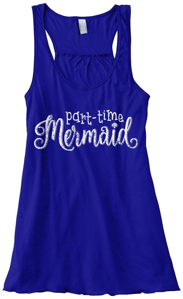 Threadrock Women's Part-Time Mermaid Flowy Racerback Tank Top - Comfortable Stretchy Casual Summer Tops for Work, Beach & Everyday Wear