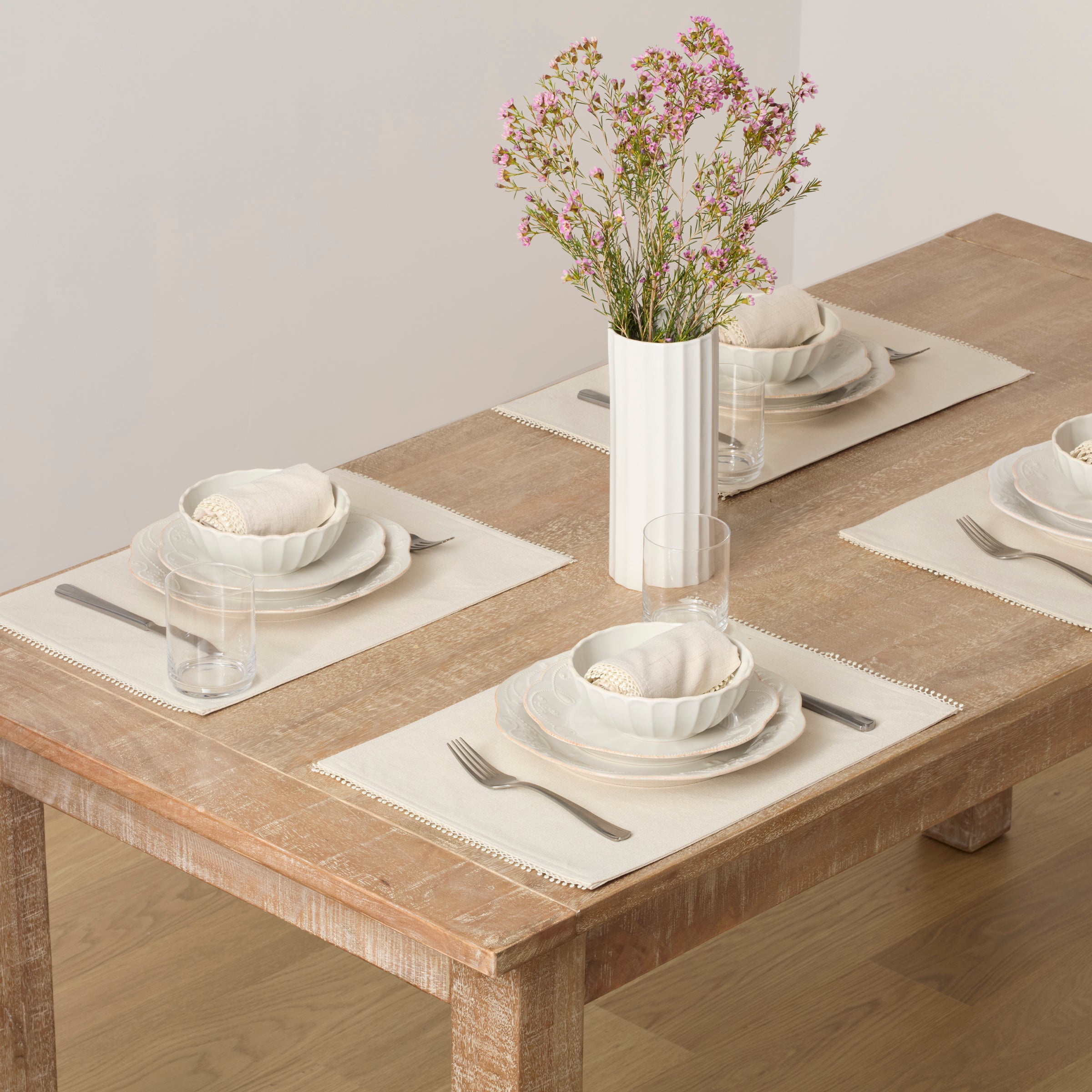 French Perle White 12-Piece Porcelain Dinnerware Set - Elegant Tableware for Fine Dining, Dinner Parties & Home Entertaining