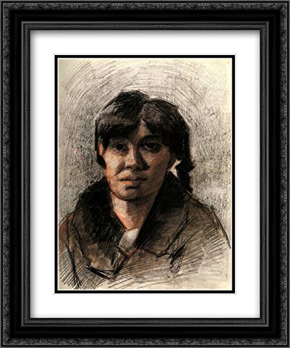 Vincent van Gogh Museum Art Print - Portrait of a Woman 20x24 Inch with Black Ornate Frame & Double Matting | Wall Decor for Living Room, Bedroom, Office